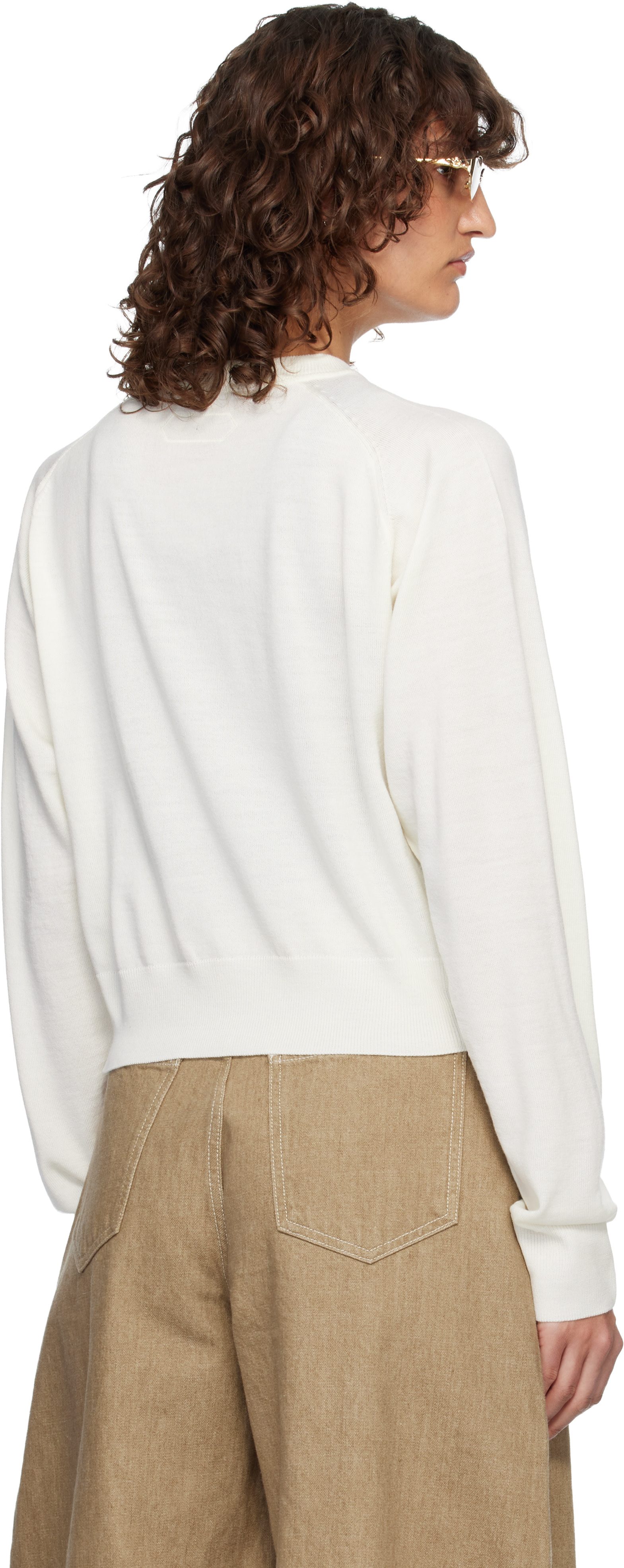 JACQUEMUS - Pull blanc cassé à logo J