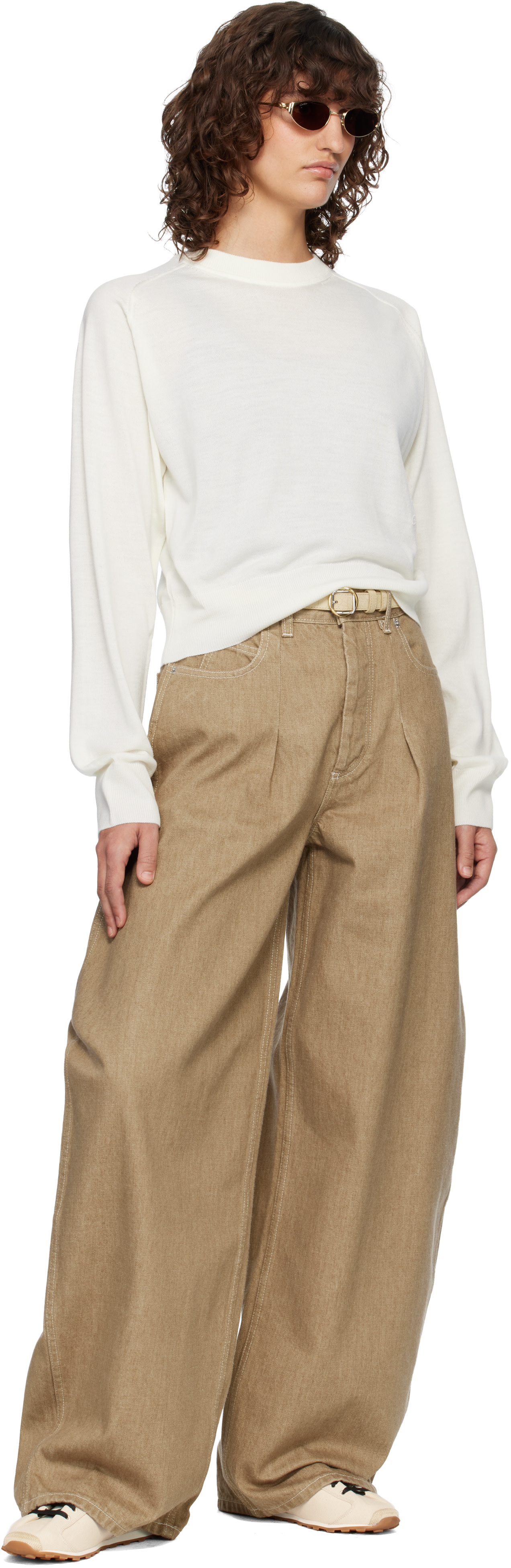 JACQUEMUS - Pull blanc cassé à logo J
