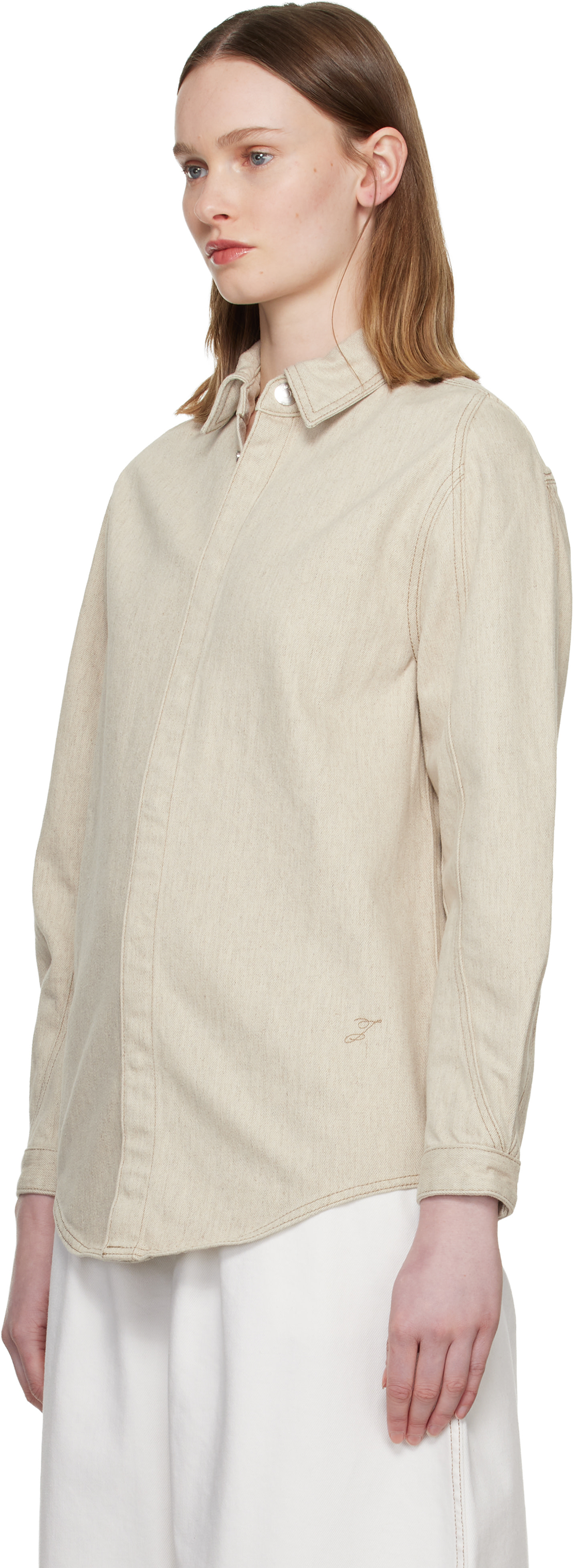 JACQUEMUS: Beige 'The Amelo de-Nîmes' Denim Shirt | SSENSE