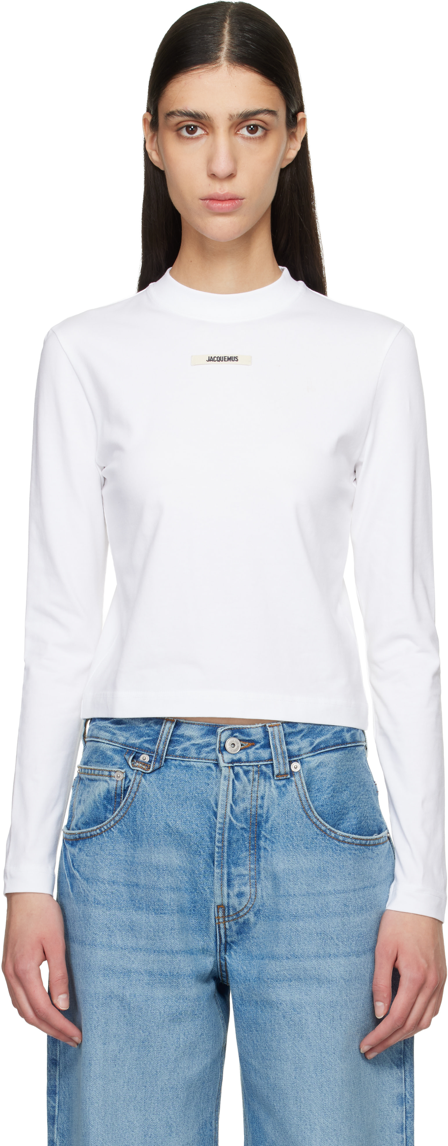 JACQUEMUS: White 'The Gros Grain long-sleeve' T-shirt | SSENSE