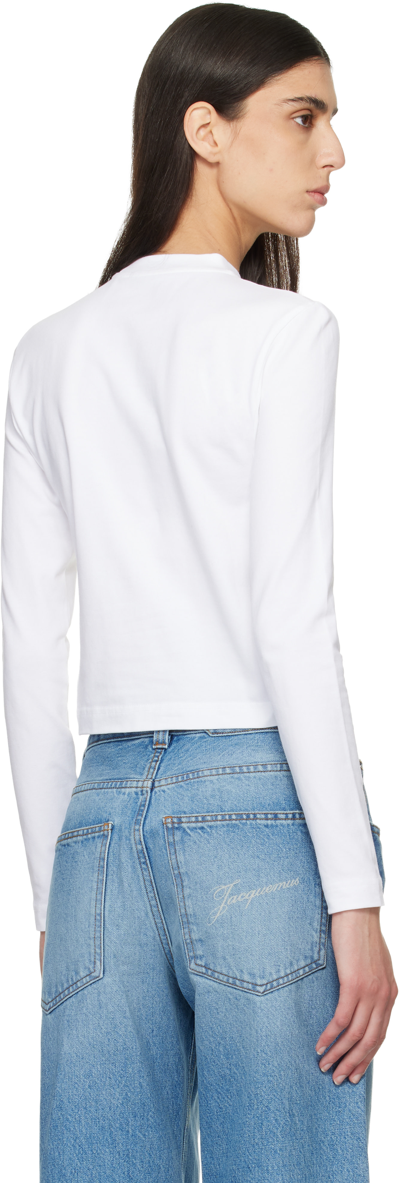 JACQUEMUS: White 'The Gros Grain long-sleeve' T-shirt | SSENSE