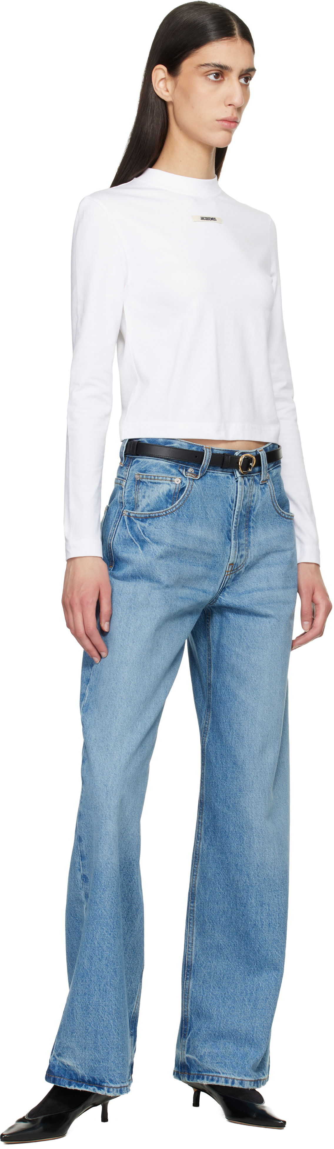 JACQUEMUS: White 'The Gros Grain long-sleeve' T-shirt | SSENSE