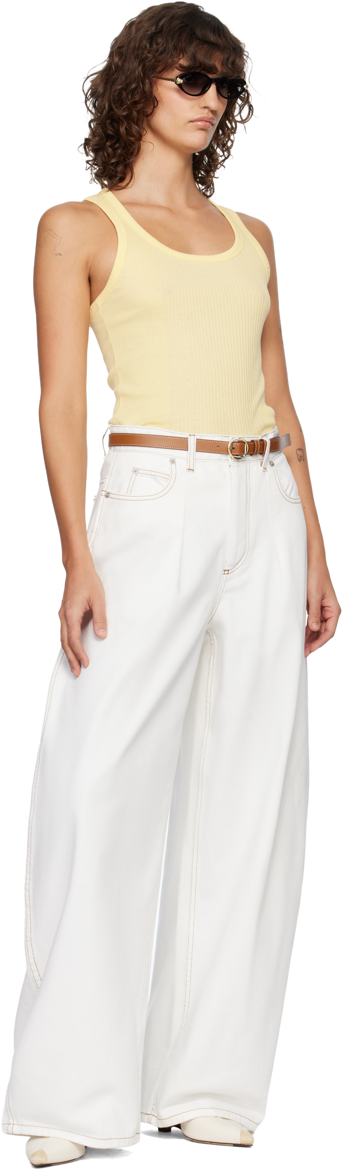 JACQUEMUS: Yellow 'The Rond Carré' Tank Top | SSENSE