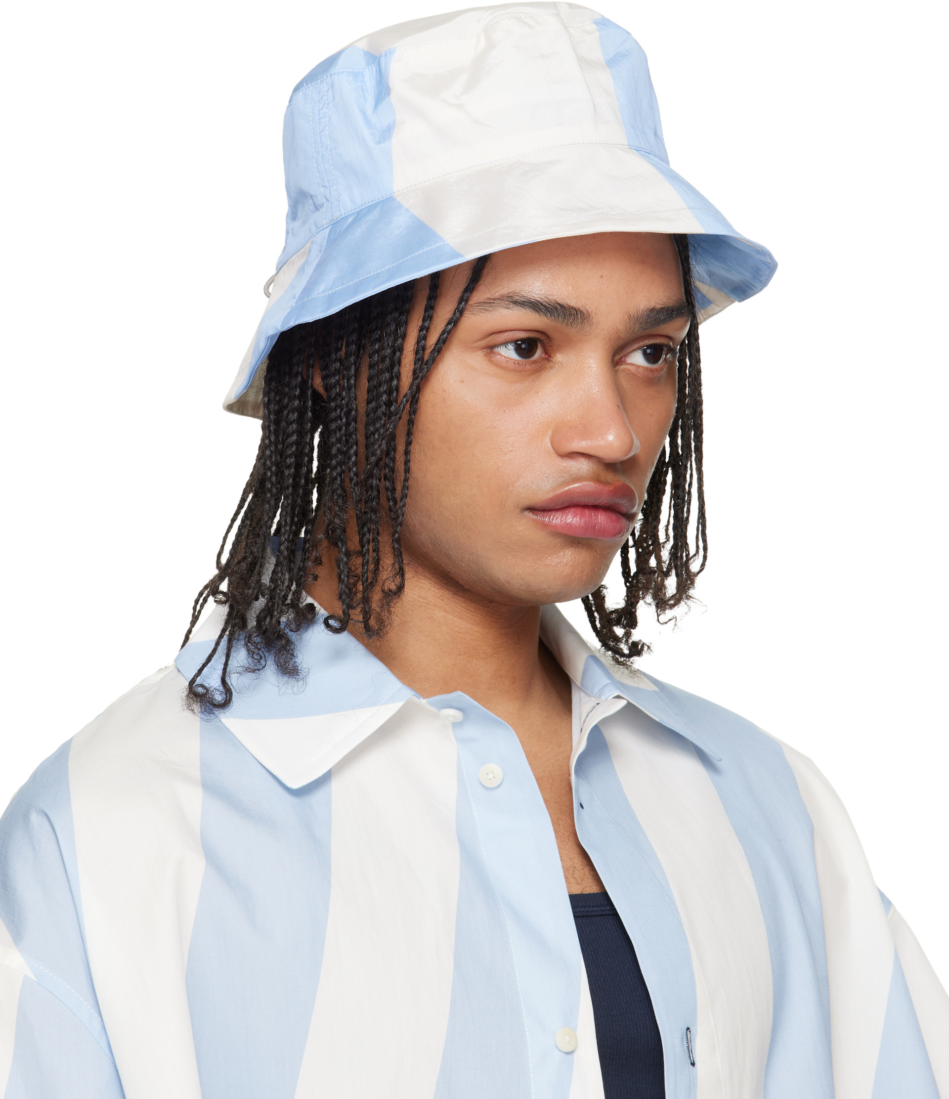 JACQUEMUS: ブルー＆オフホワイト 'The Baluchon' バケットハット