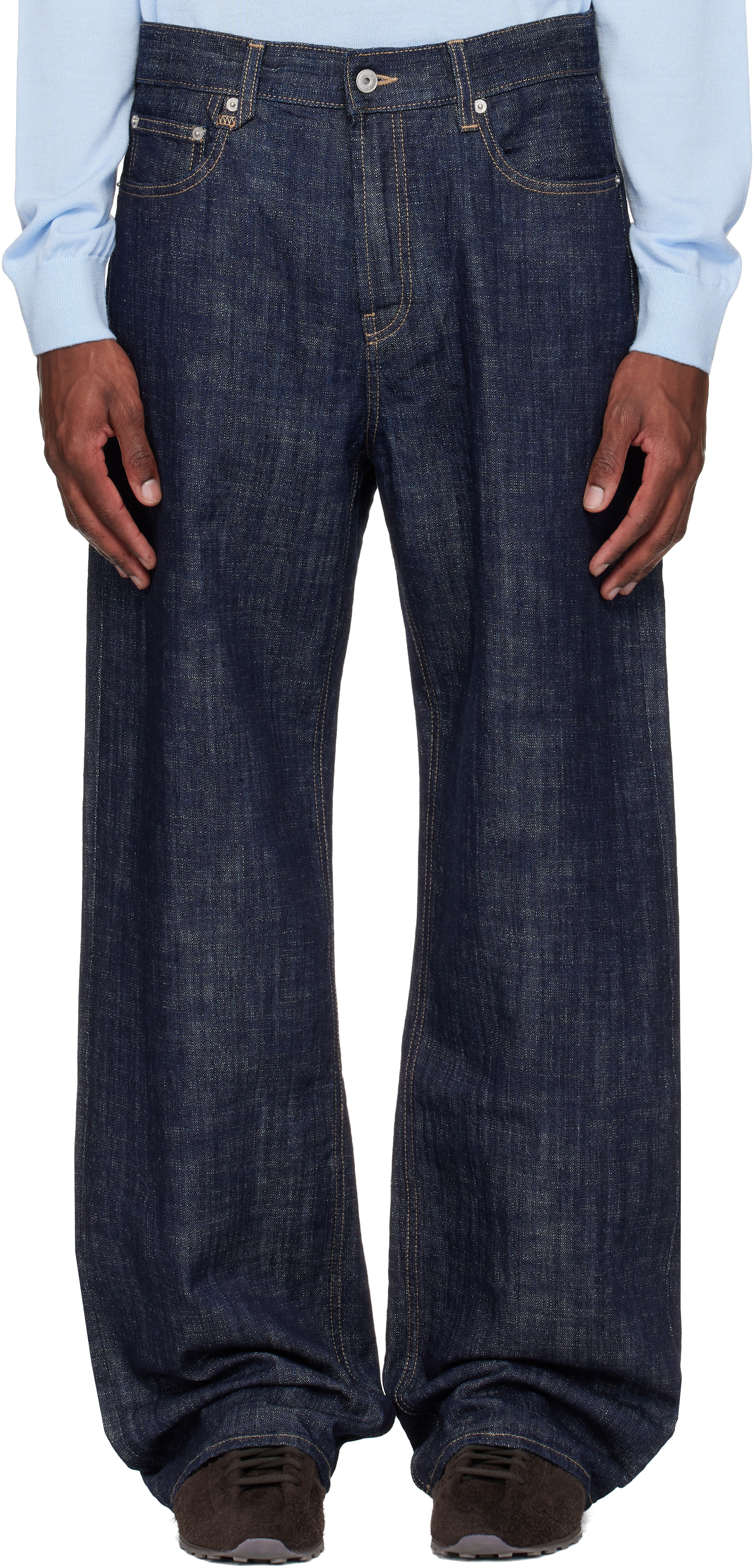 JACQUEMUS: ネイビー 'The straight de-Nîmes denim' ジーンズ