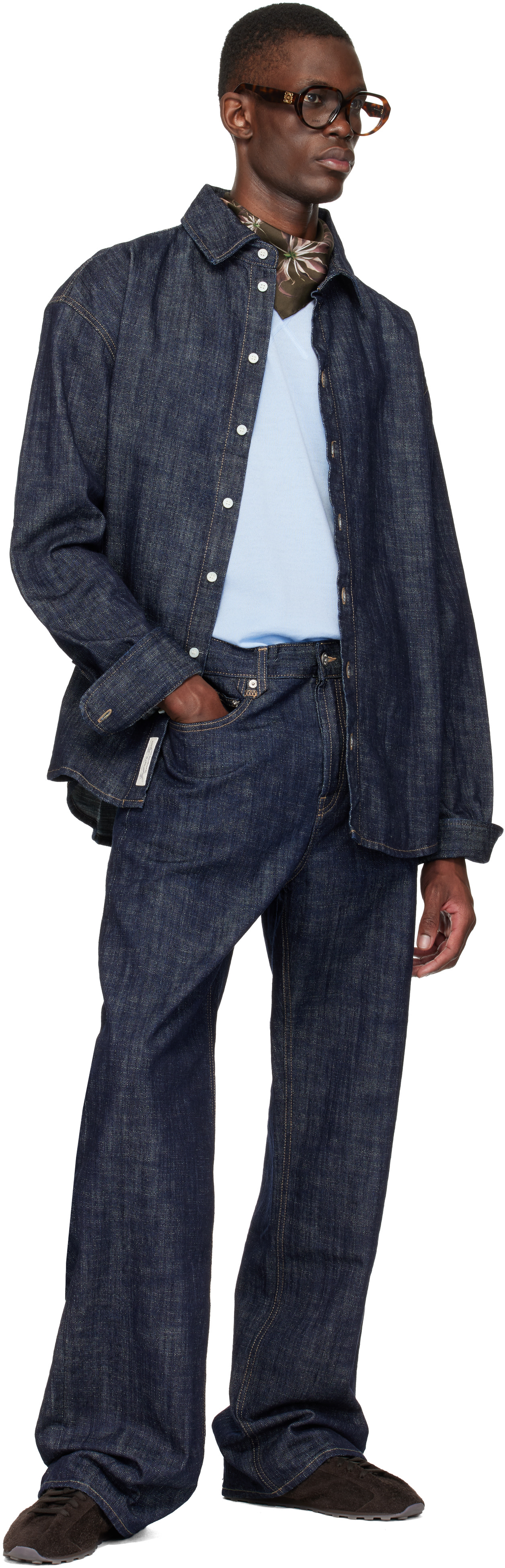 JACQUEMUS: ネイビー 'The straight de-Nîmes denim' ジーンズ
