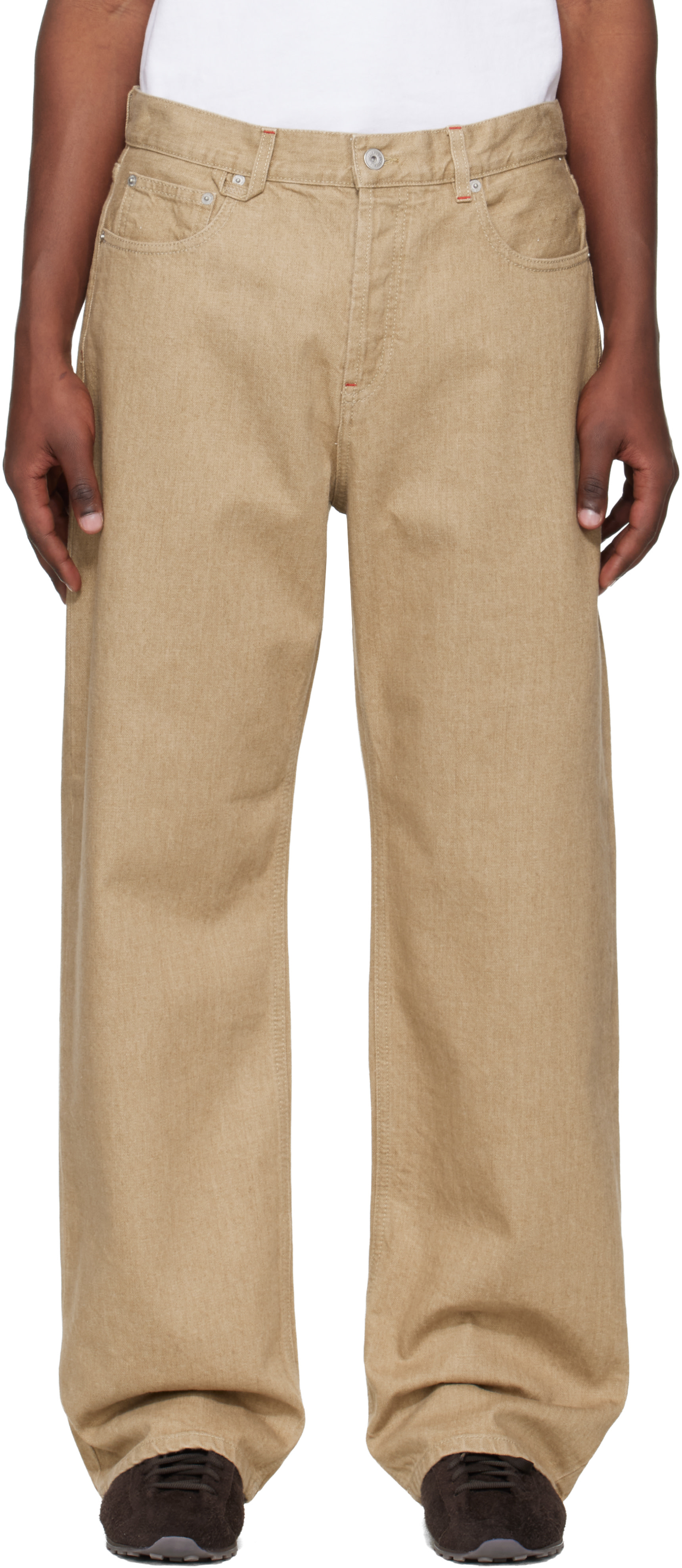 JACQUEMUS: Beige 'The straight de-Nîmes' Jeans | SSENSE