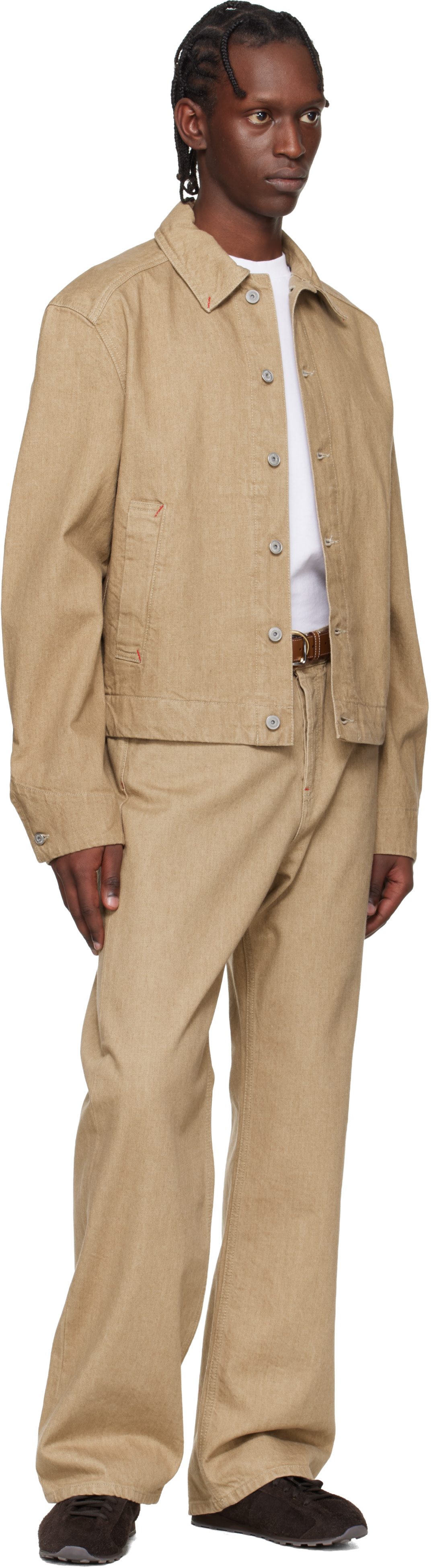 JACQUEMUS: Beige 'The straight de-Nîmes' Jeans | SSENSE