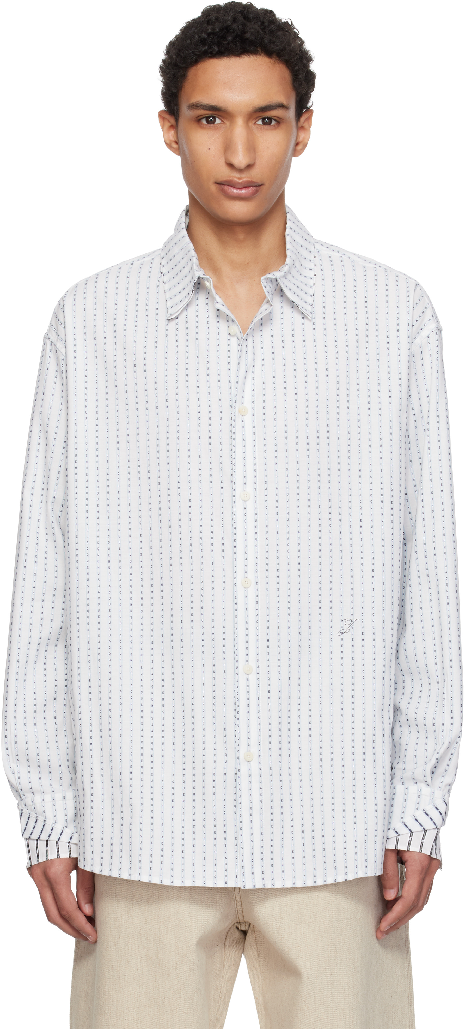JACQUEMUS - White & Blue 'The Letro' Shirt