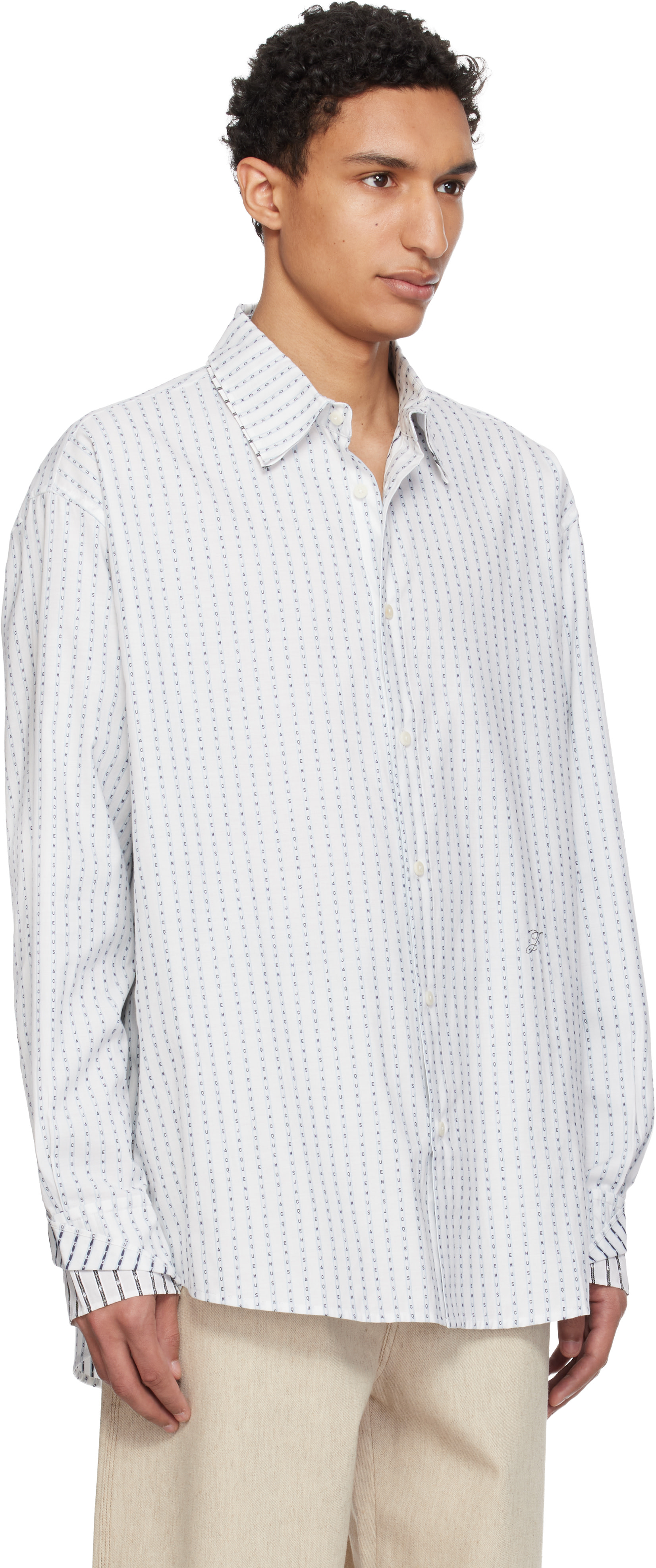 JACQUEMUS - White & Blue 'The Letro' Shirt