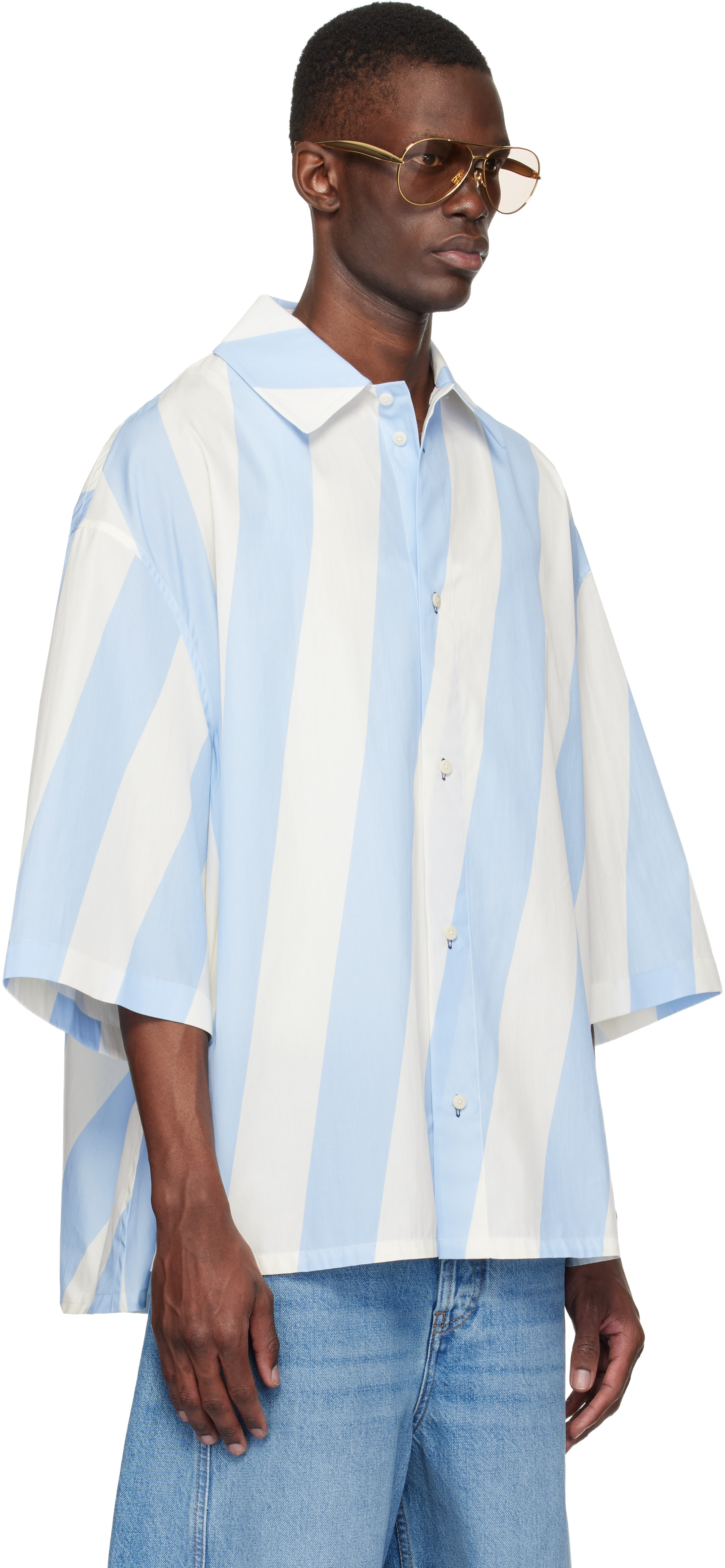 JACQUEMUS - Blue & Off-White 'The Triangle' Shirt