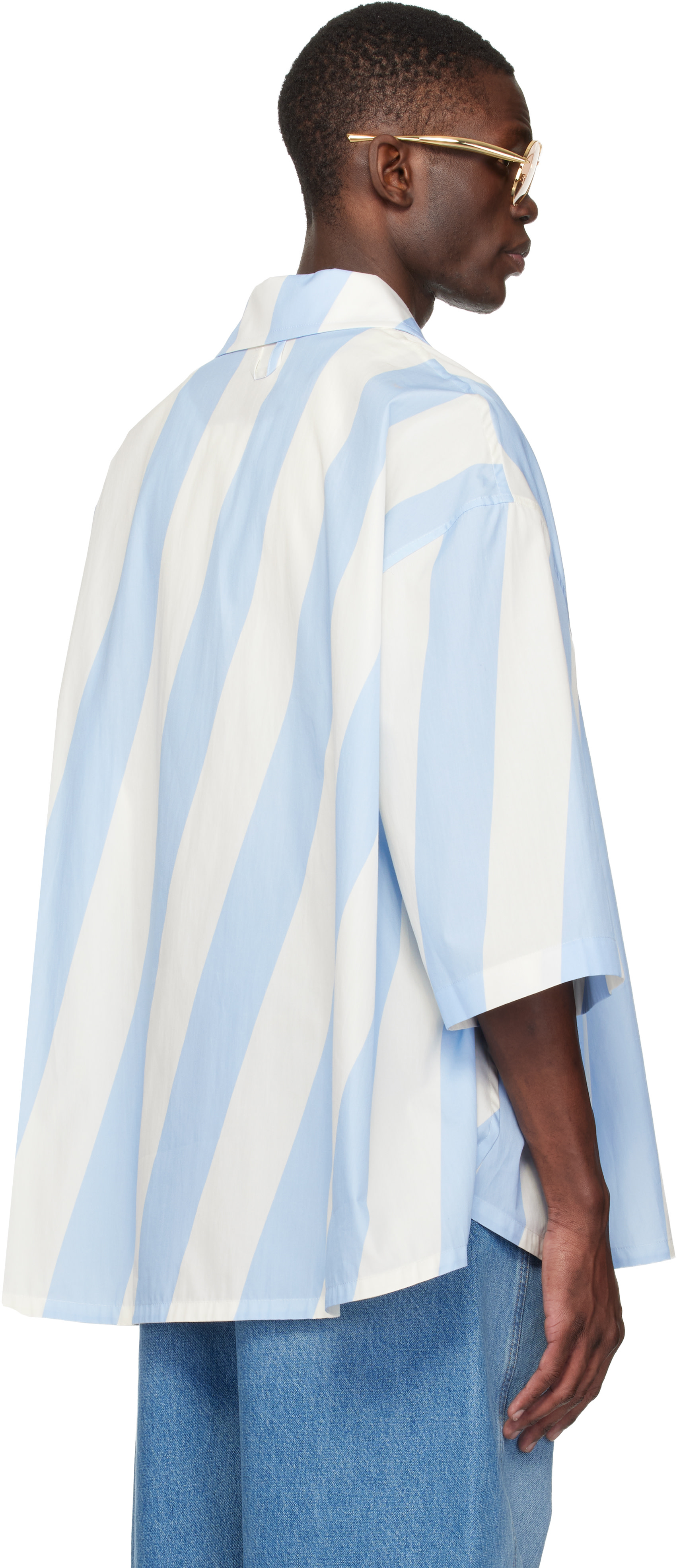 JACQUEMUS - Blue & Off-White 'The Triangle' Shirt