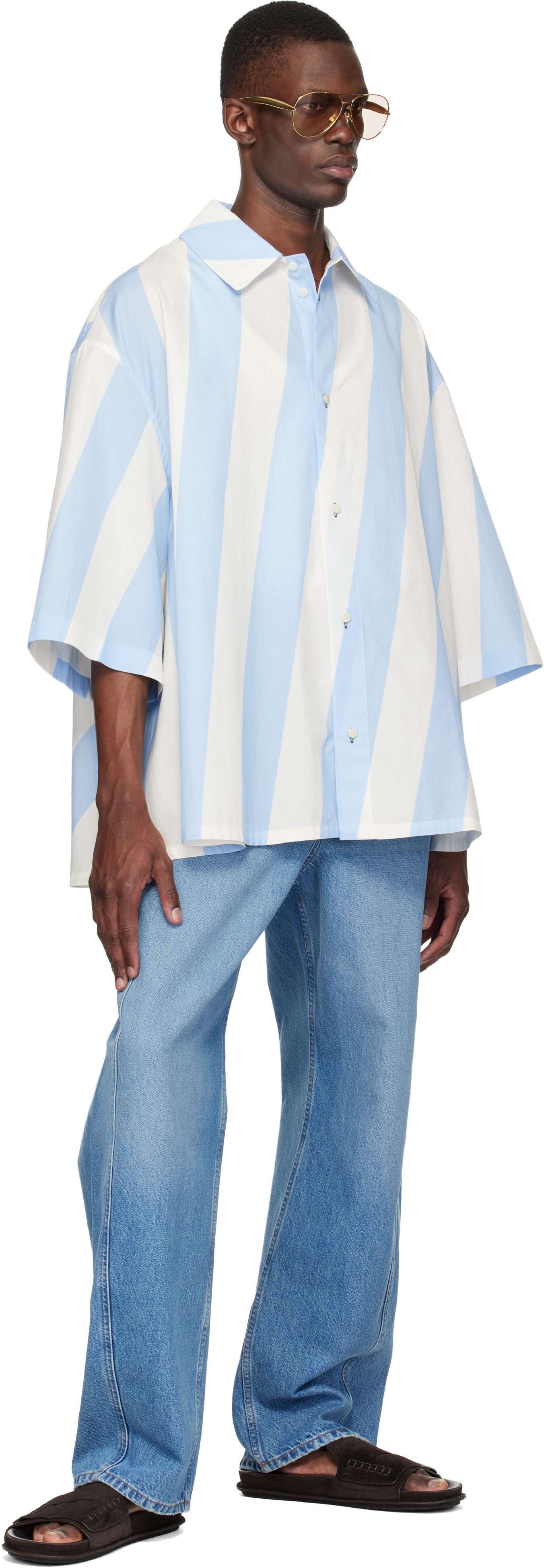 JACQUEMUS - Blue & Off-White 'The Triangle' Shirt