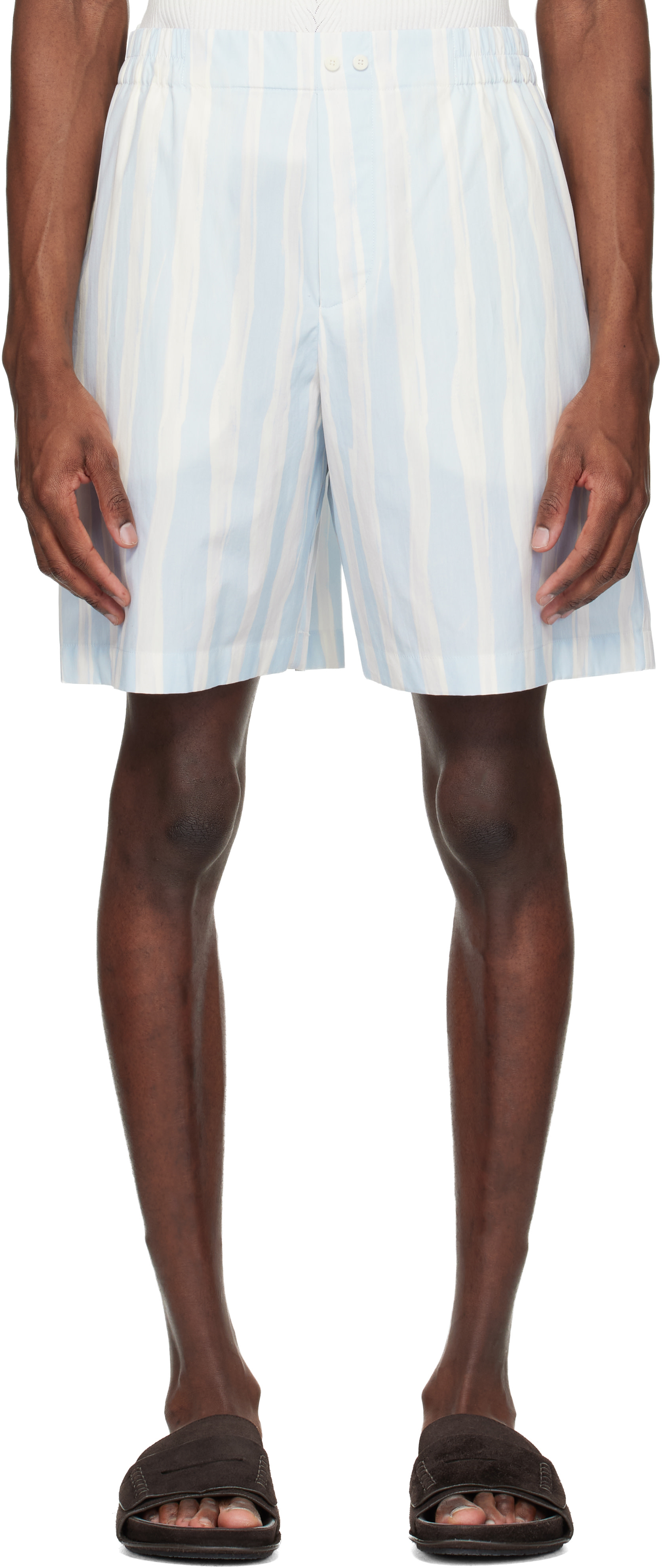 JACQUEMUS - Short boxer bleu et beige