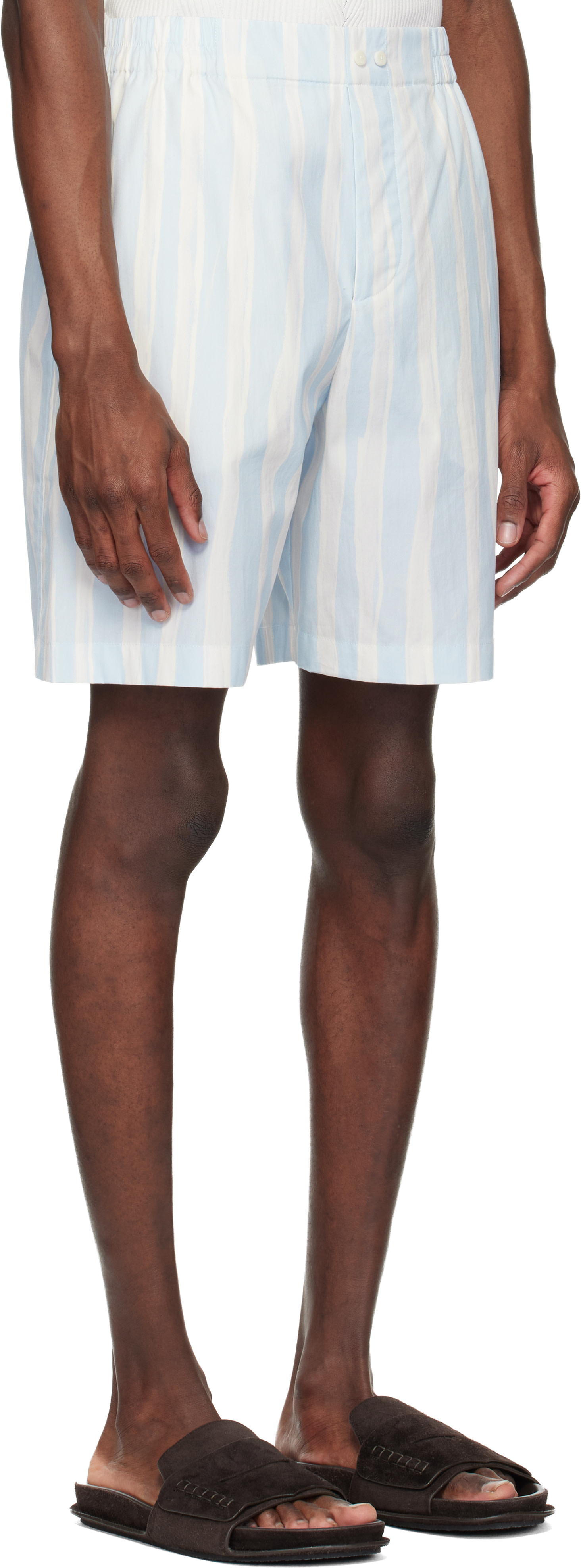 JACQUEMUS - Short boxer bleu et beige