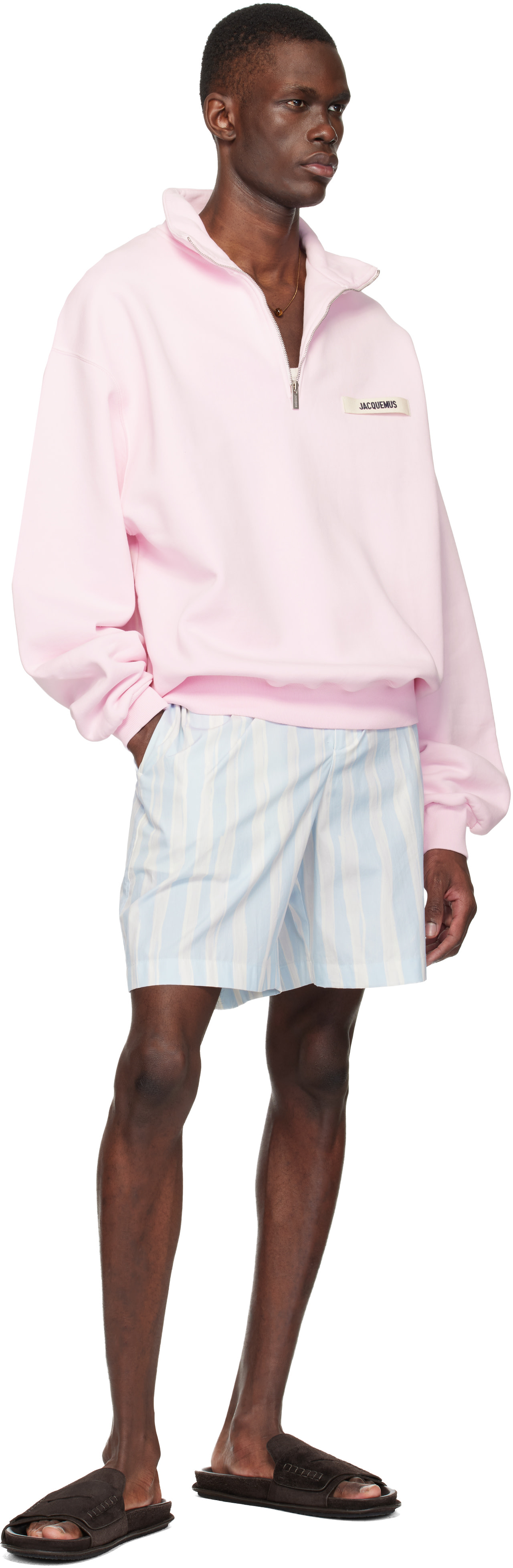 JACQUEMUS - Short boxer bleu et beige