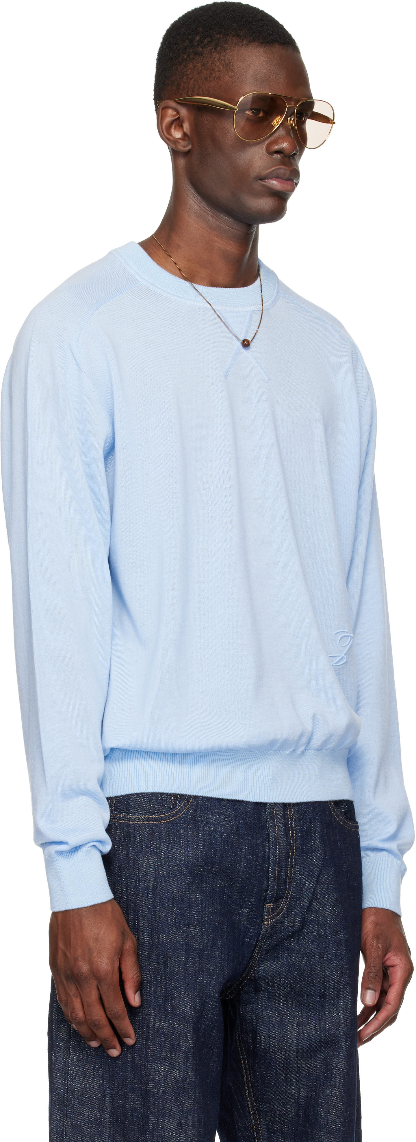 JACQUEMUS - Pull bleu à logo J