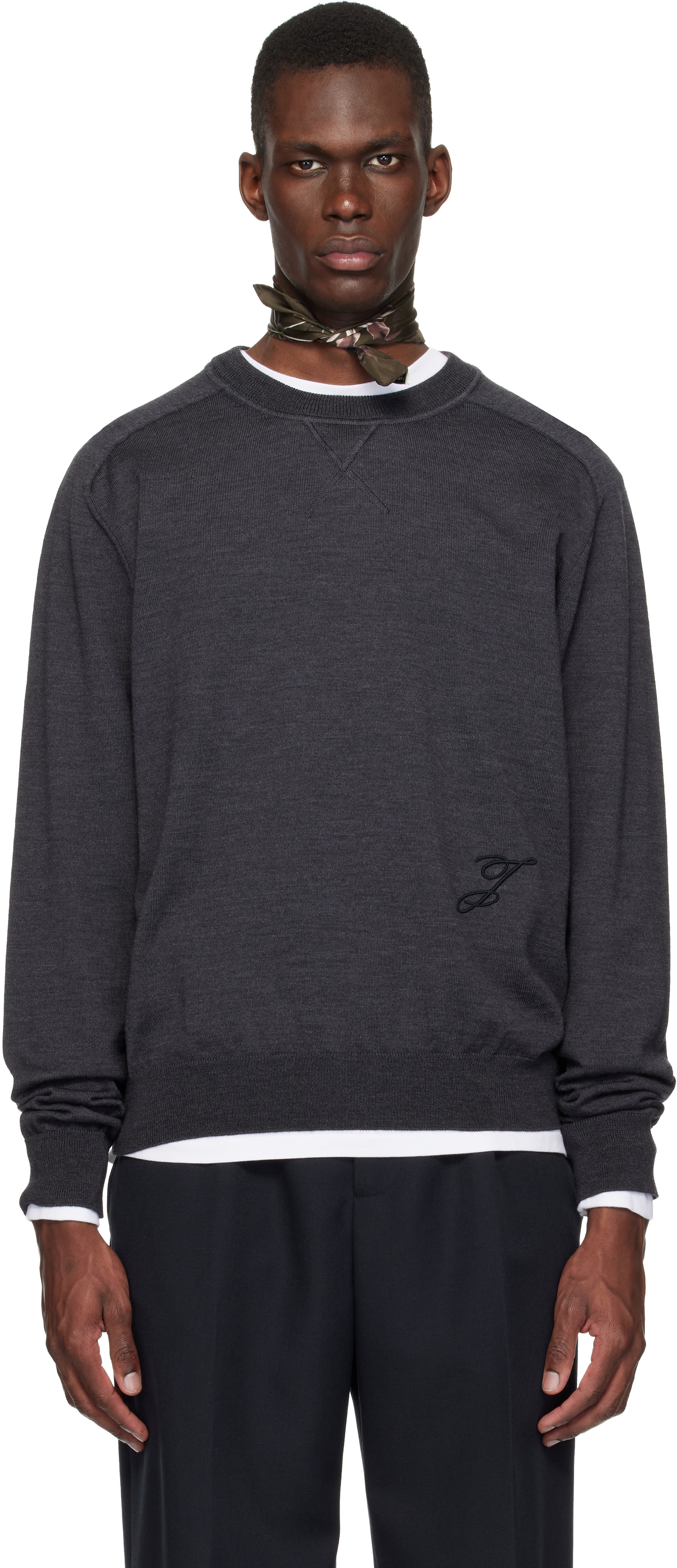 JACQUEMUS - Pull gris à logo J