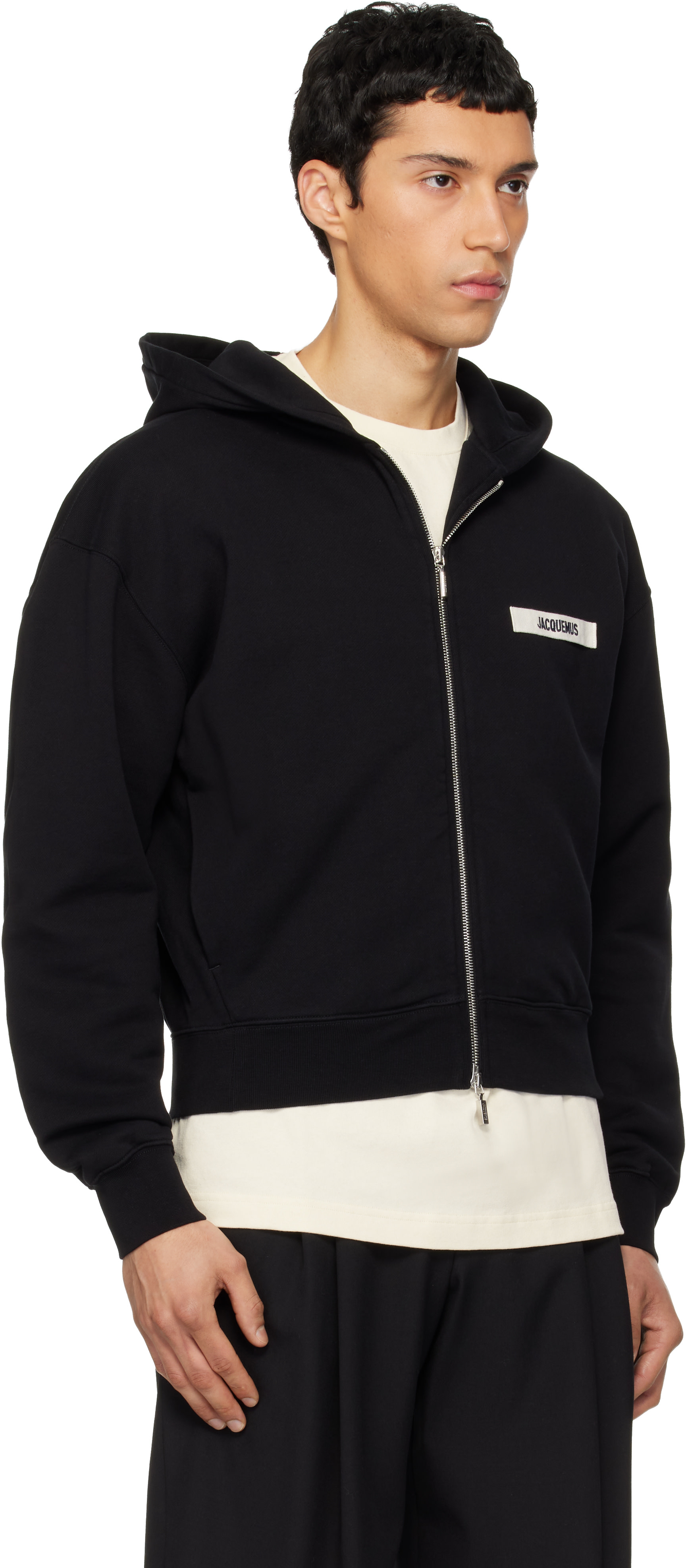 JACQUEMUS: Black La Casa 'The Gros Grain zipped' Hoodie | SSENSE