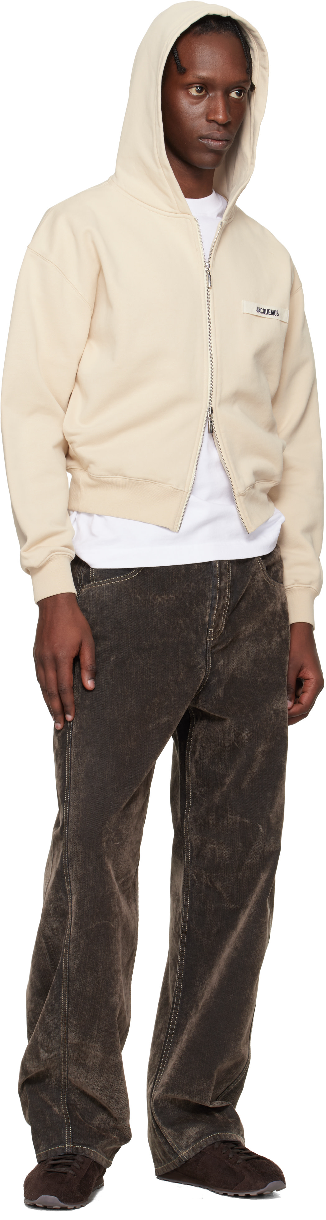 JACQUEMUS: Beige La Casa 'The Gros Grain zipped' Hoodie | SSENSE