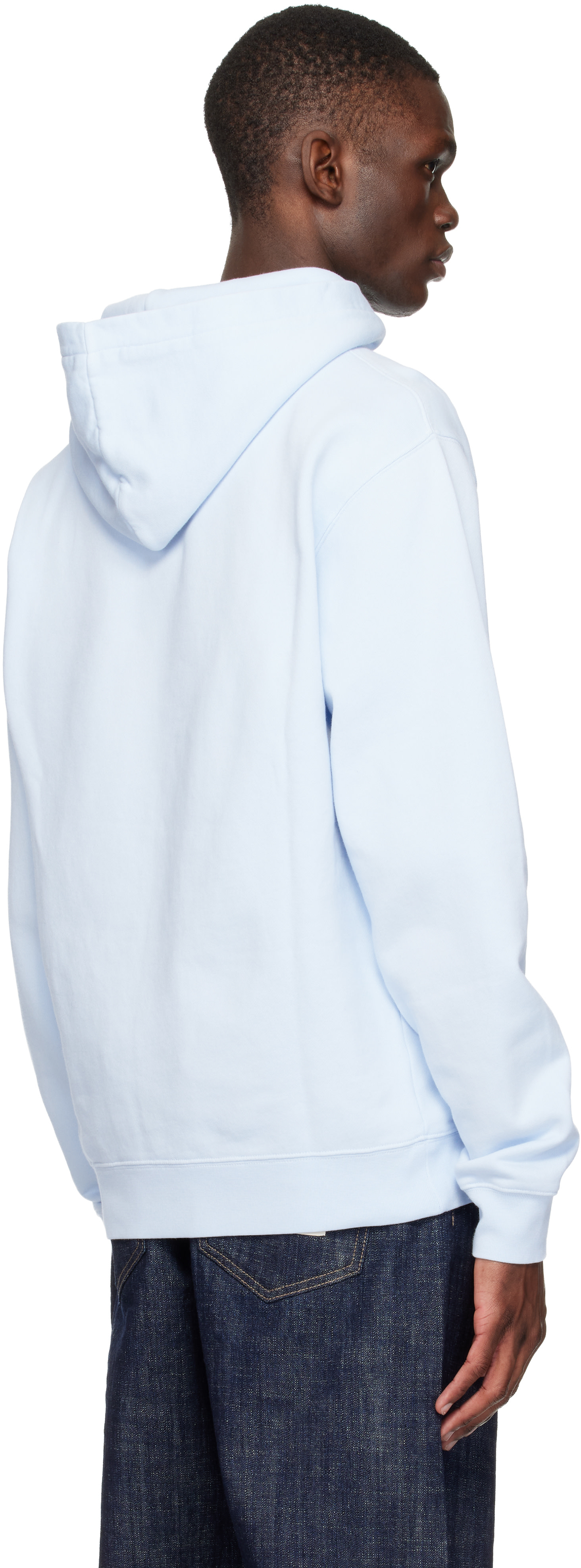 JACQUEMUS - Pull à capuche bleu à écusson en gros-grain
