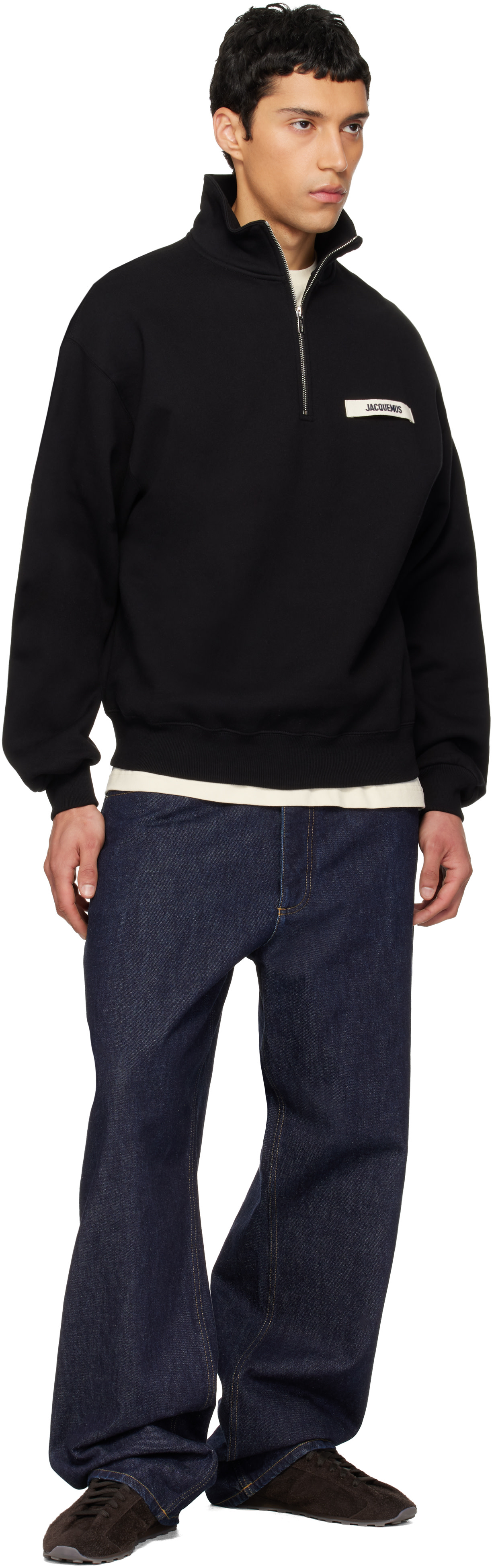 JACQUEMUS: Black La Croisière 'The Gros Grain zipped-rollneck
