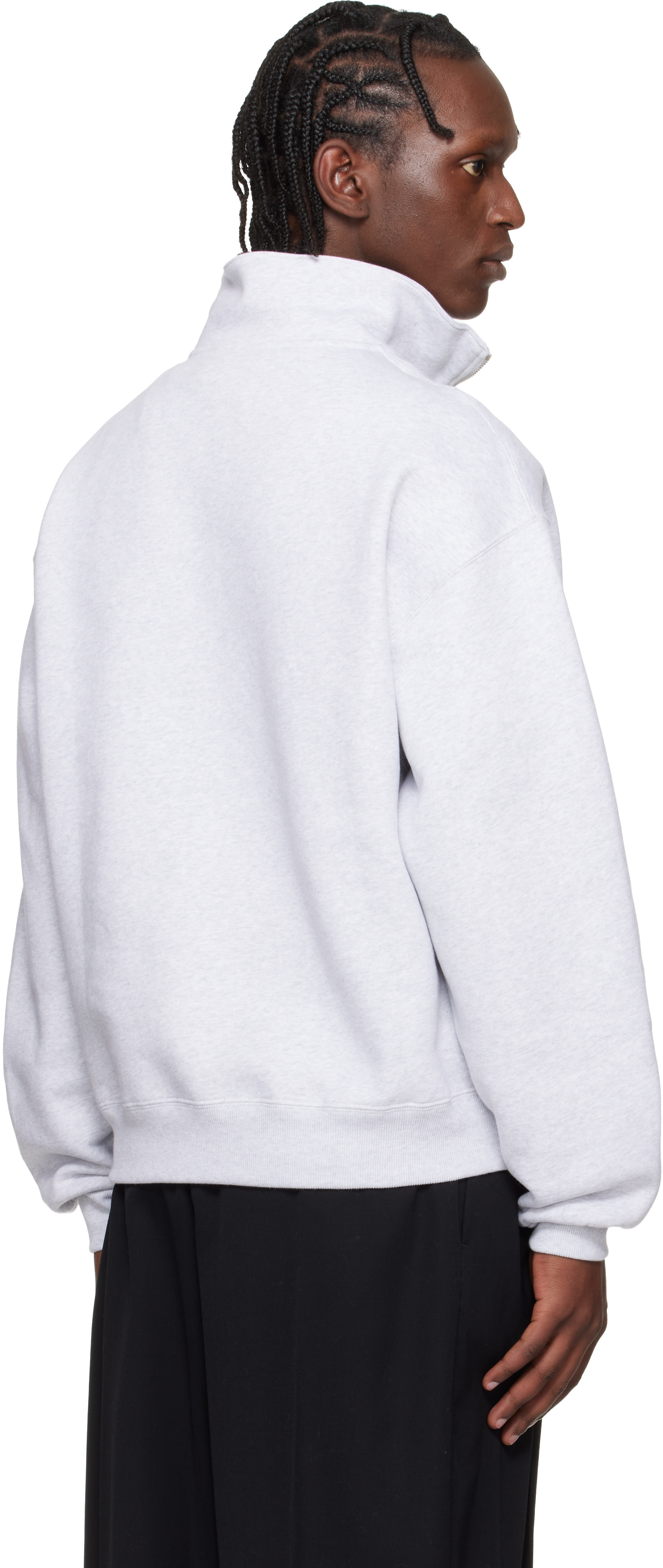 JACQUEMUS: Gray 'The Gros Grain zipped-rollneck' Sweatshirt | SSENSE