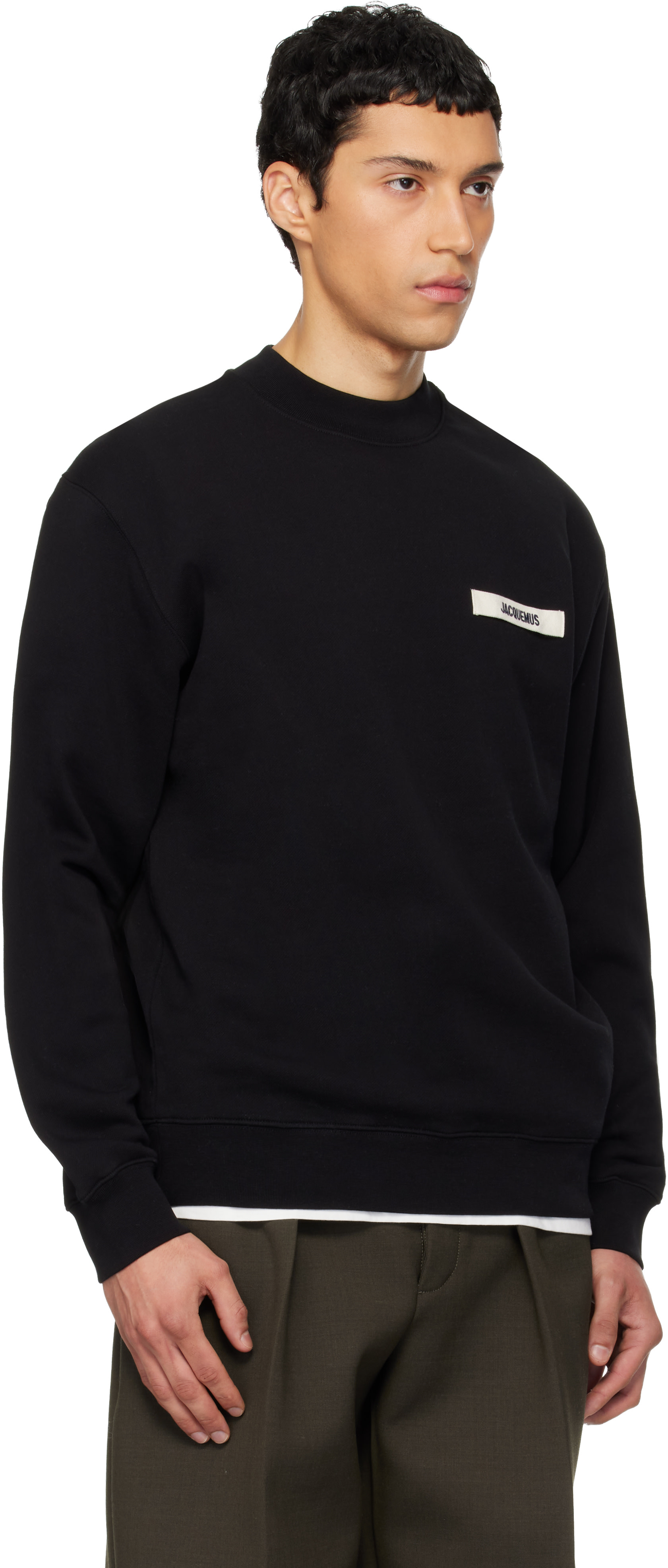 JACQUEMUS - Pull molletonné noir à écusson en gros-grain - Les classiques