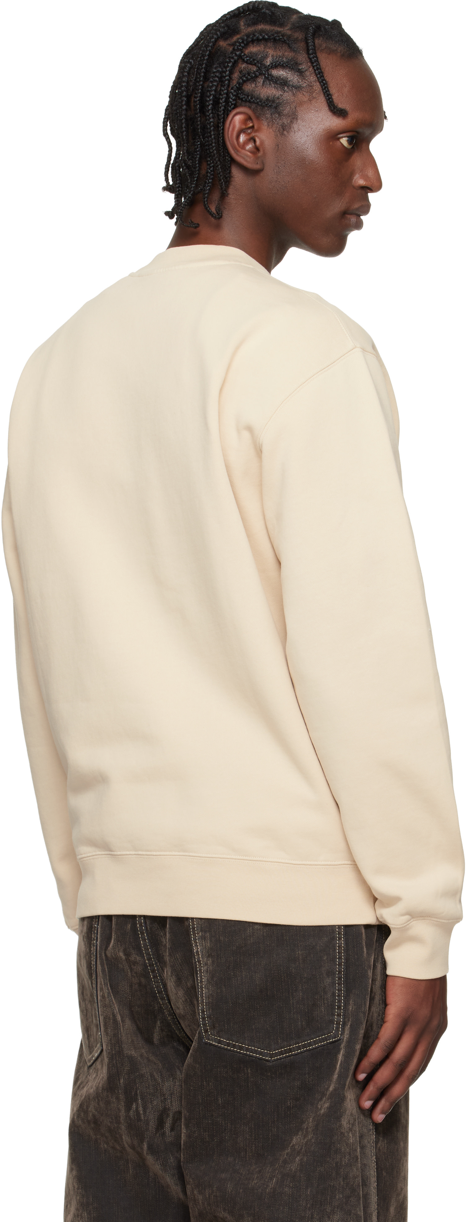 JACQUEMUS - Pull molletonné beige à écusson en gros-grain - Les classiques