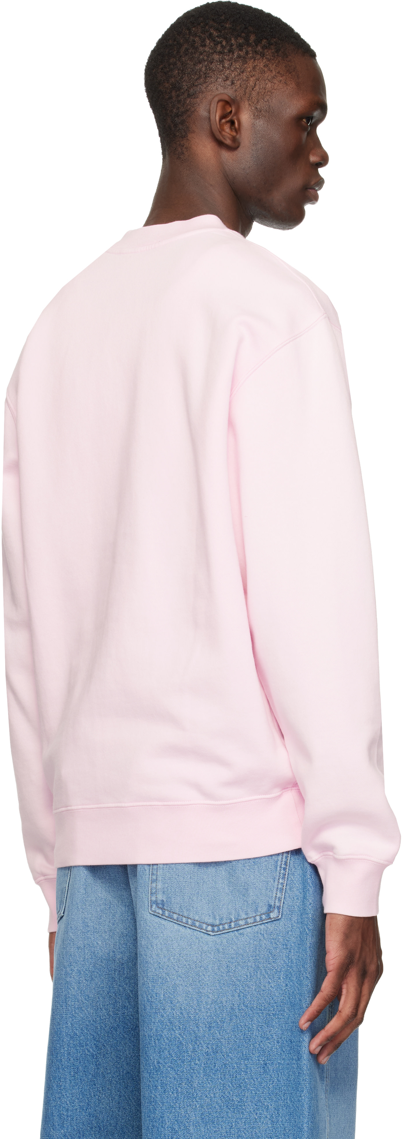 JACQUEMUS - Pull molletonné rose à écusson en gros-grain