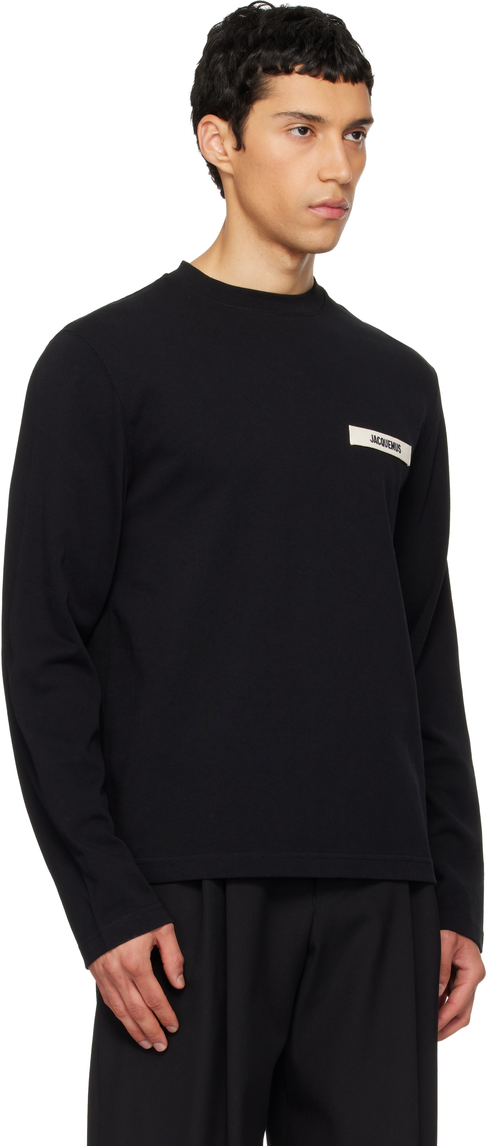JACQUEMUS ブラック 長袖カットソー L JACQUEMUS: ブラック 'The Gros Grain long-sleeve' Tシャツ | SSENSE 日本