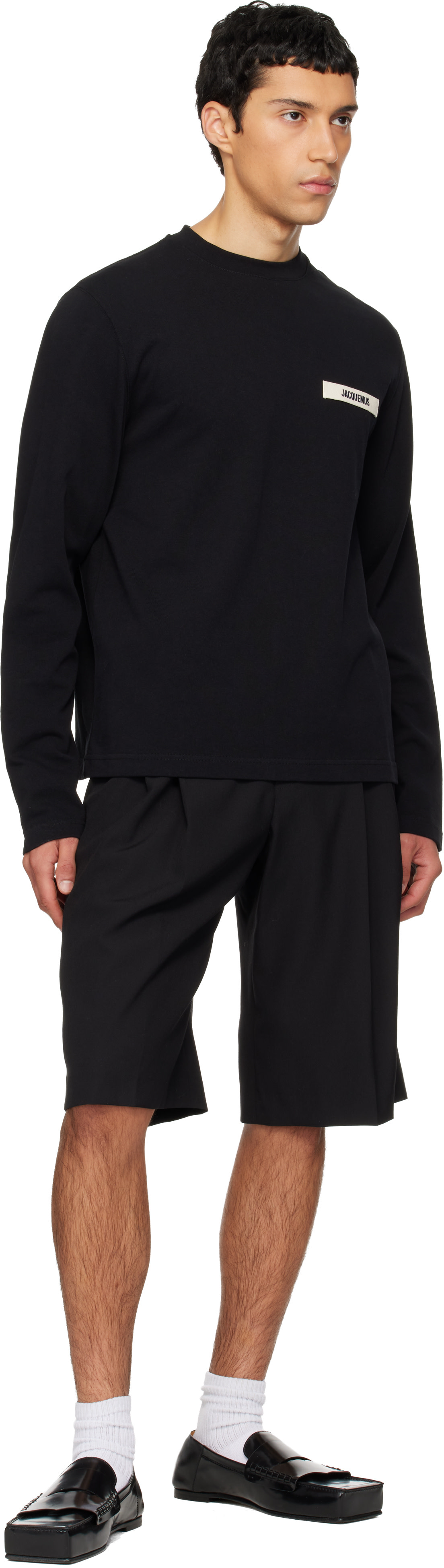 JACQUEMUS: Black 'The Gros Grain long-sleeve' T-shirt | SSENSE