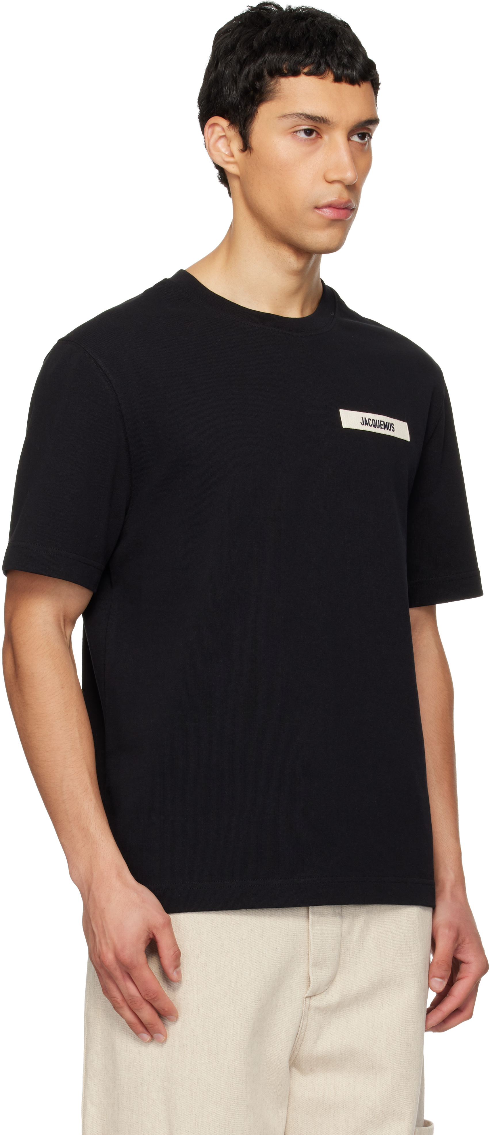 JACQUEMUS: Black Les Classiques 'The Gros Grain' T-shirt | SSENSE