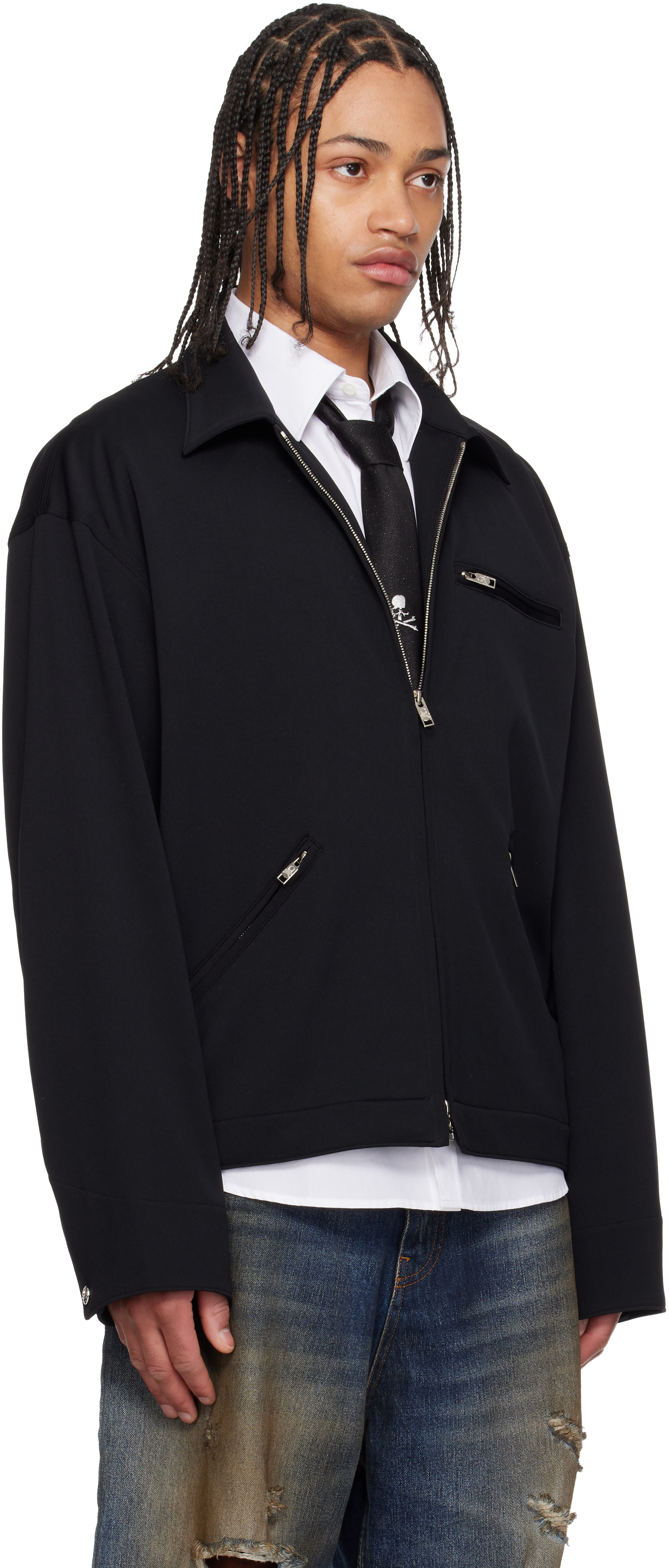 ジャケット・アウター Mastermind Japan destroy tailored jacket mastermind JAPAN: Black Jersey Detroit Jacket | SSENSE Austria