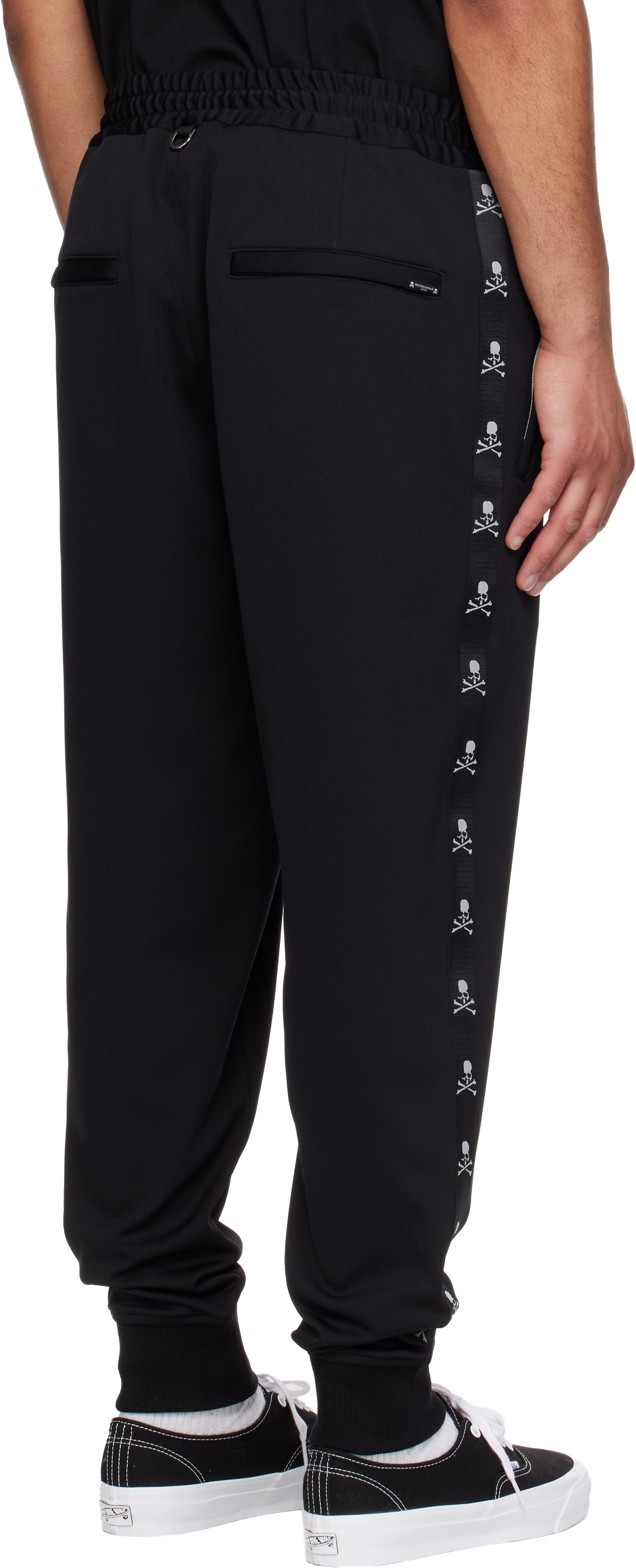 mastermind JAPAN: Black Skull Tape Jersey Track Pants | SSENSE