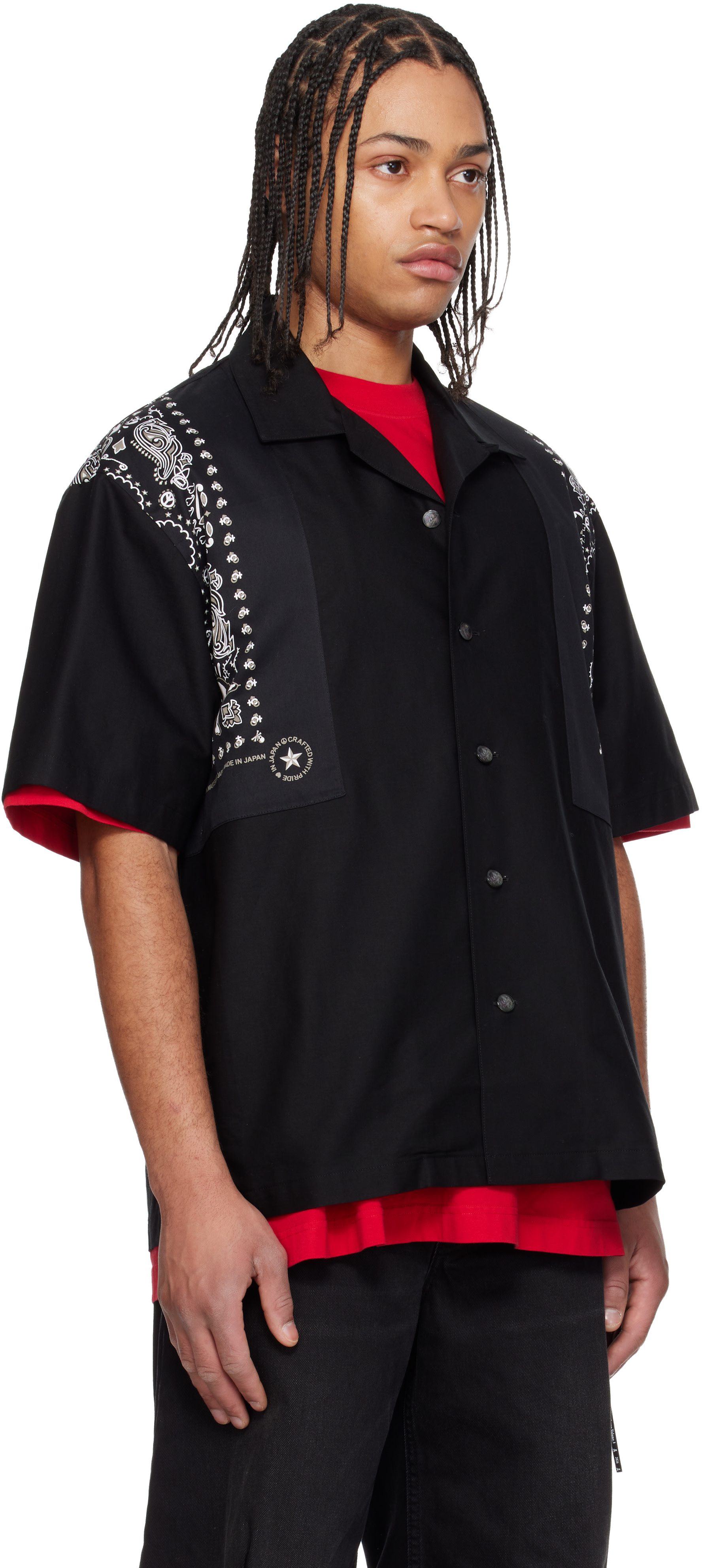 mastermind JAPAN: Black Bandana Short Sleeve Shirt | SSENSE