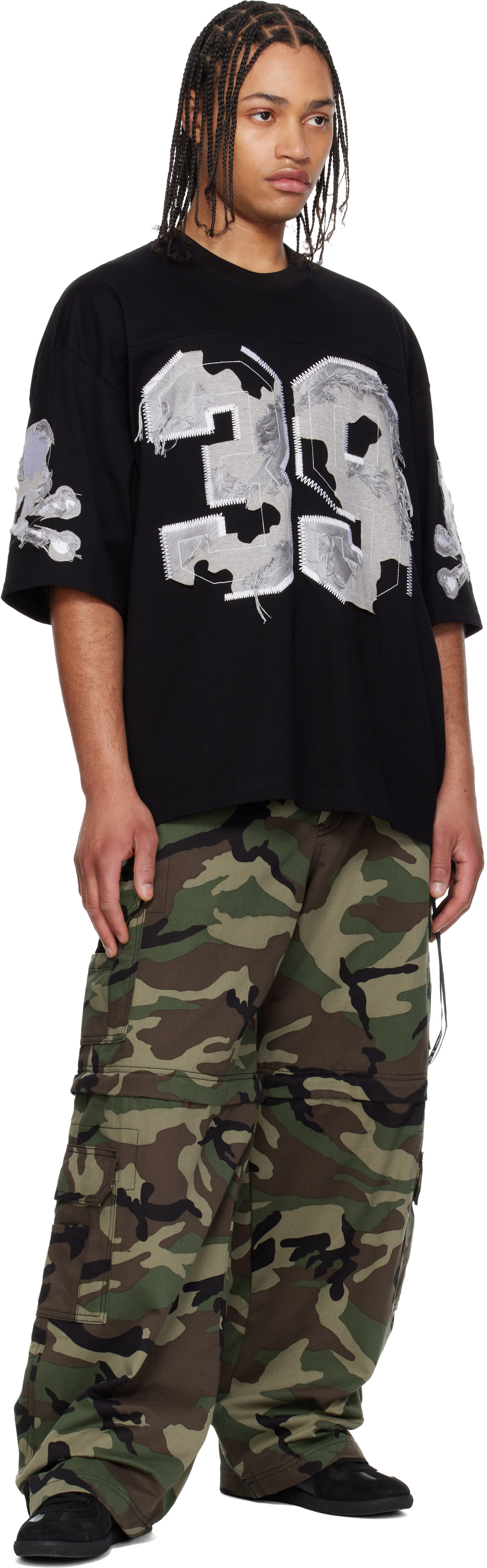 mastermind JAPAN: Black '39' Distressed Patch Half Sleeve T-shirt