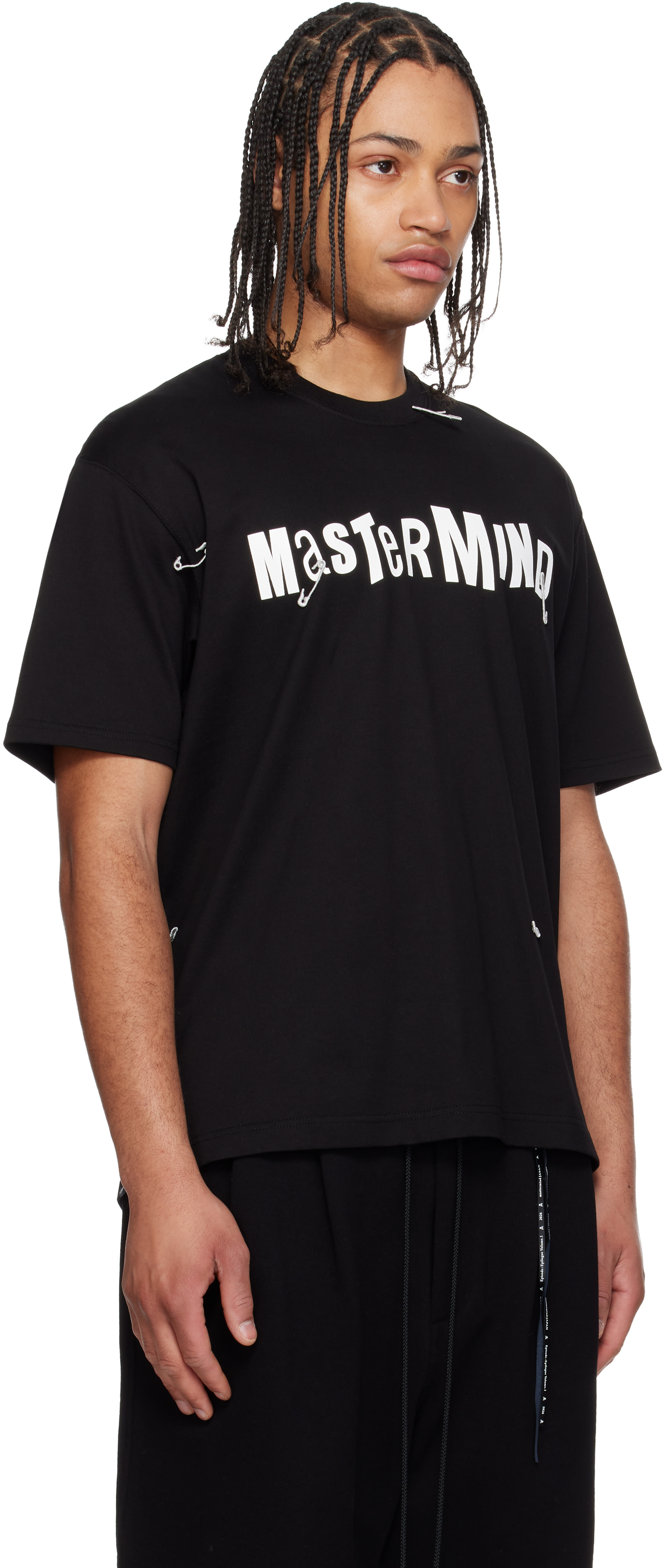 mastermind JAPAN: Black Safety Pin T-shirt | SSENSE