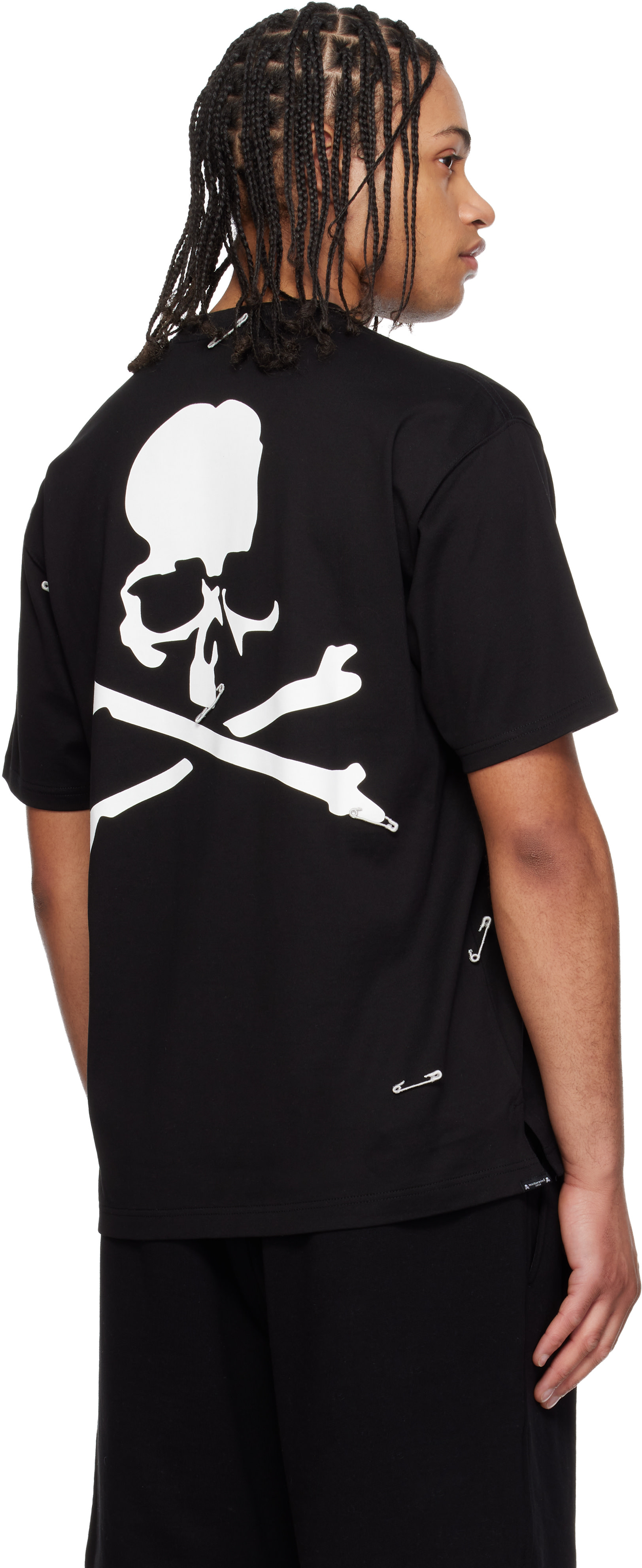 mastermind JAPAN: Black Safety Pin T-shirt | SSENSE
