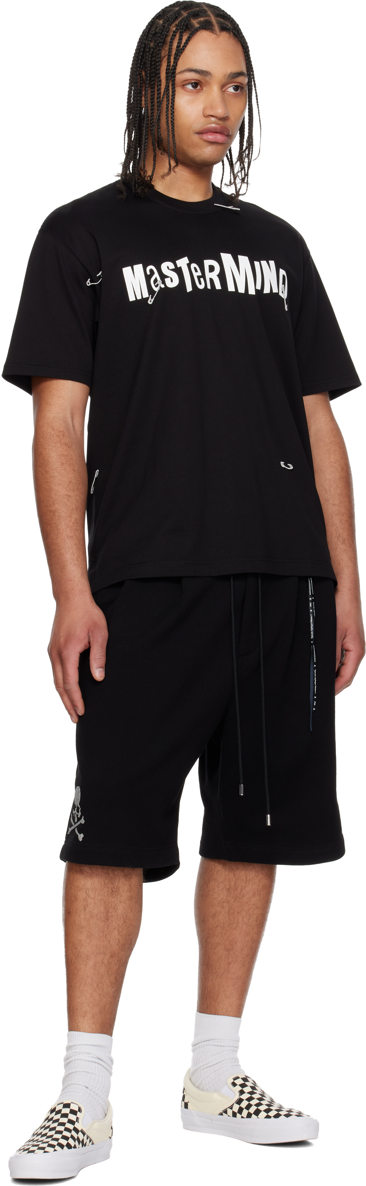 mastermind JAPAN: Black Safety Pin T-shirt | SSENSE
