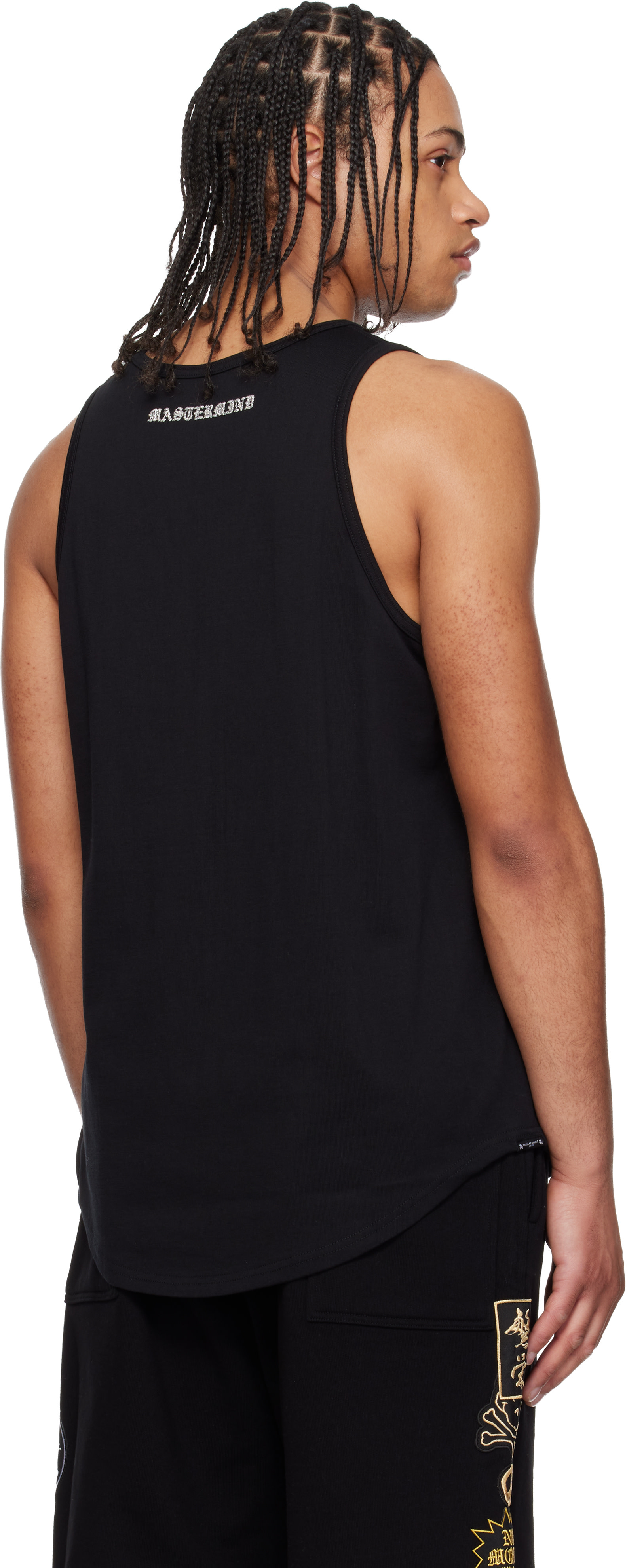 mastermind JAPAN: Black Glass Beaded Loopwheel Tank Top | SSENSE