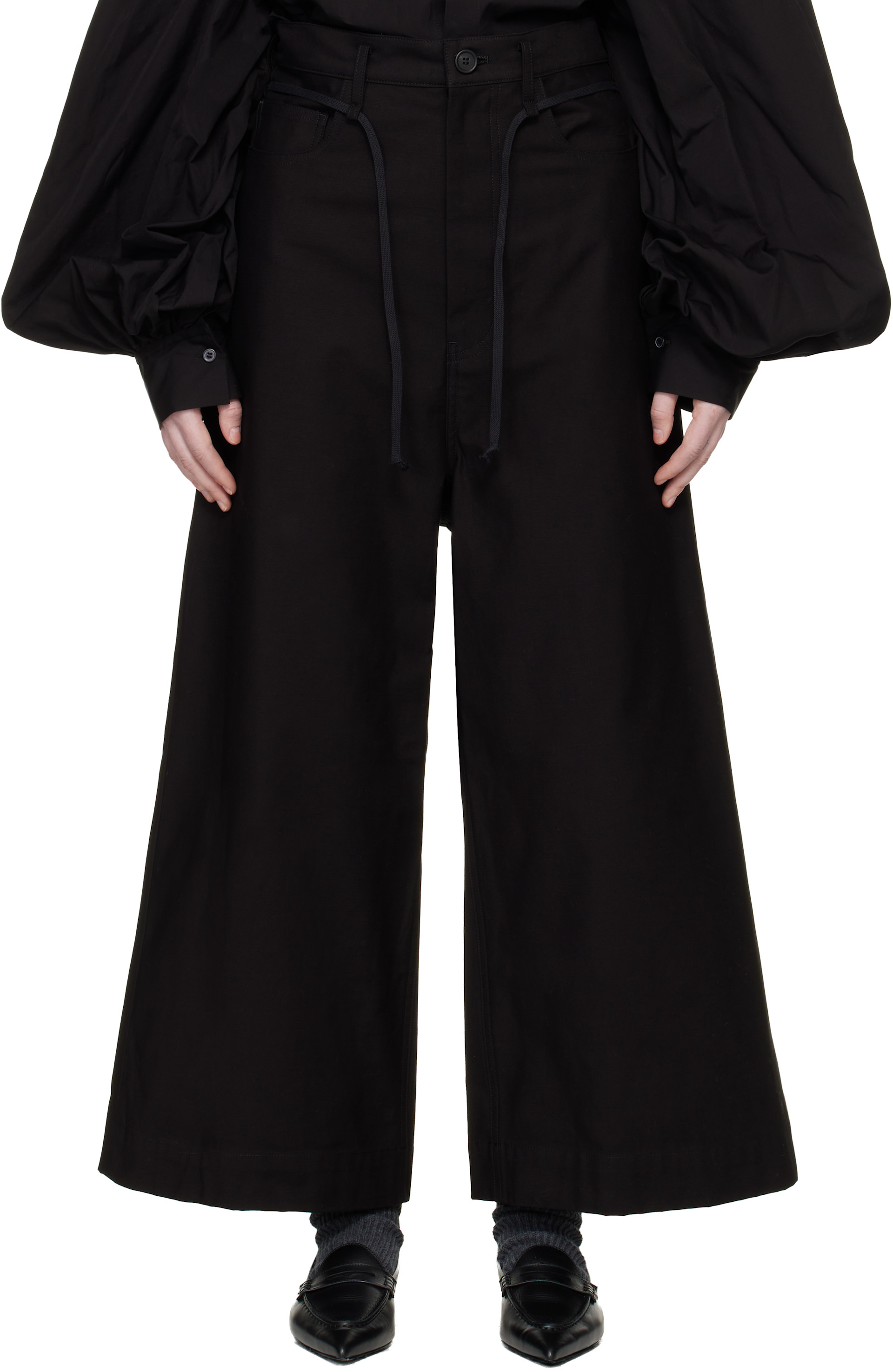 YOHJI YAMAMOTO - ブラック Double Loop D トラウザーズ