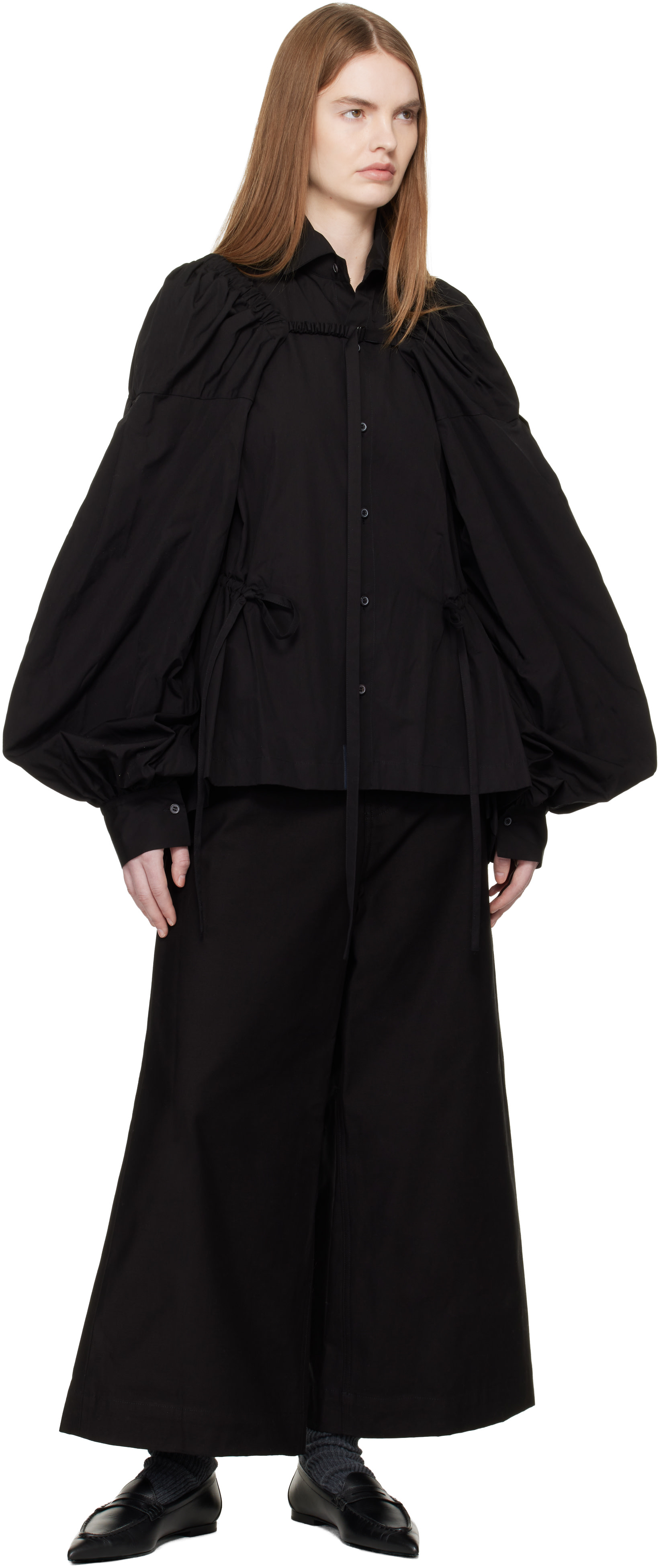 YOHJI YAMAMOTO - ブラック Double Loop D トラウザーズ
