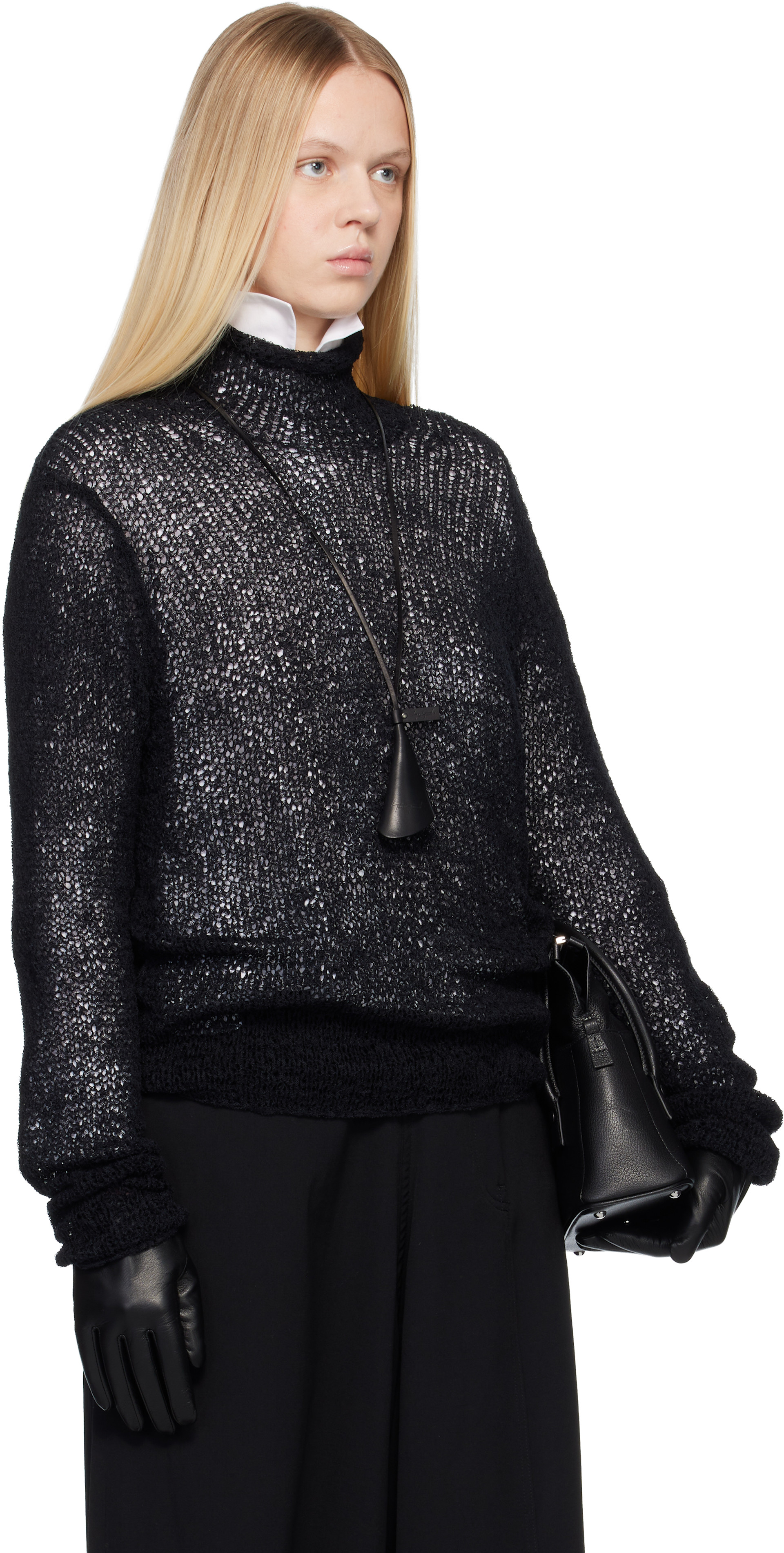 Yohji Yamamoto - Pull noir à col montant