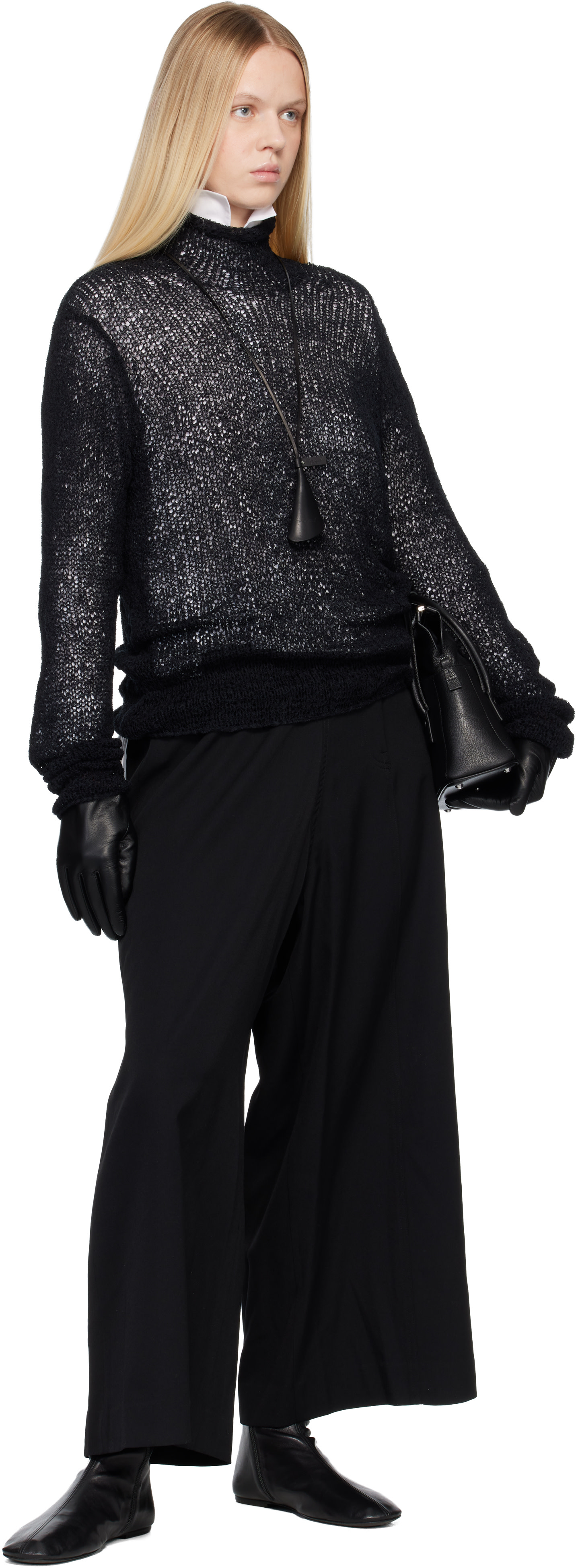 Yohji Yamamoto - Pull noir à col montant