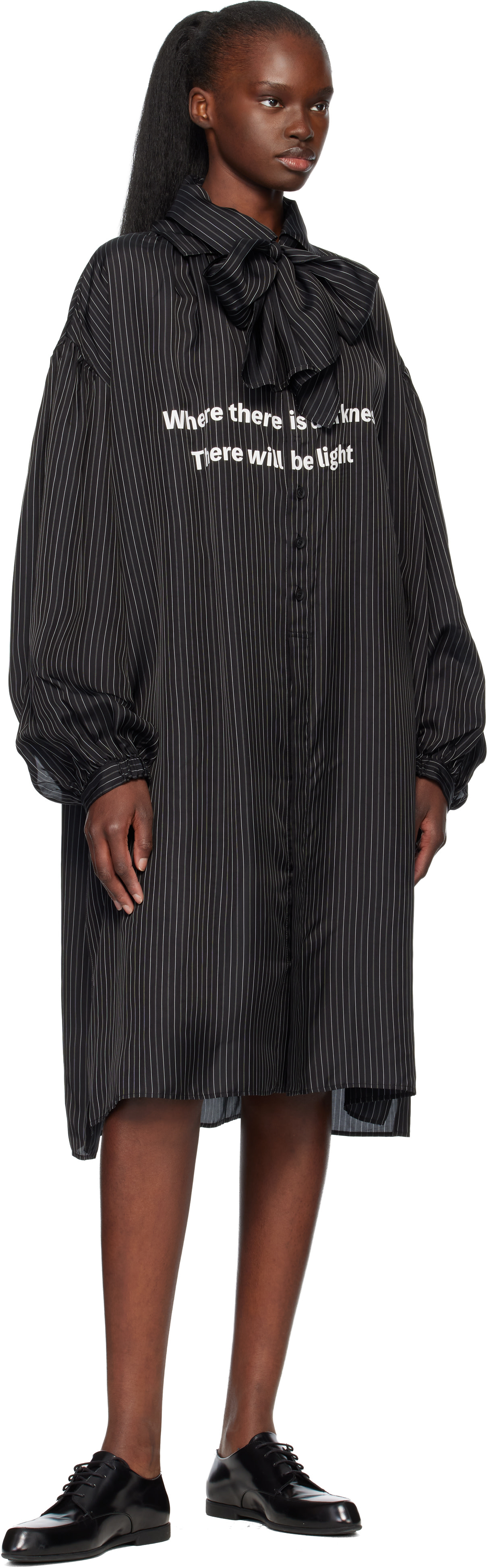 Black Message Scarf Shirt by YOHJI YAMAMOTO on Sale