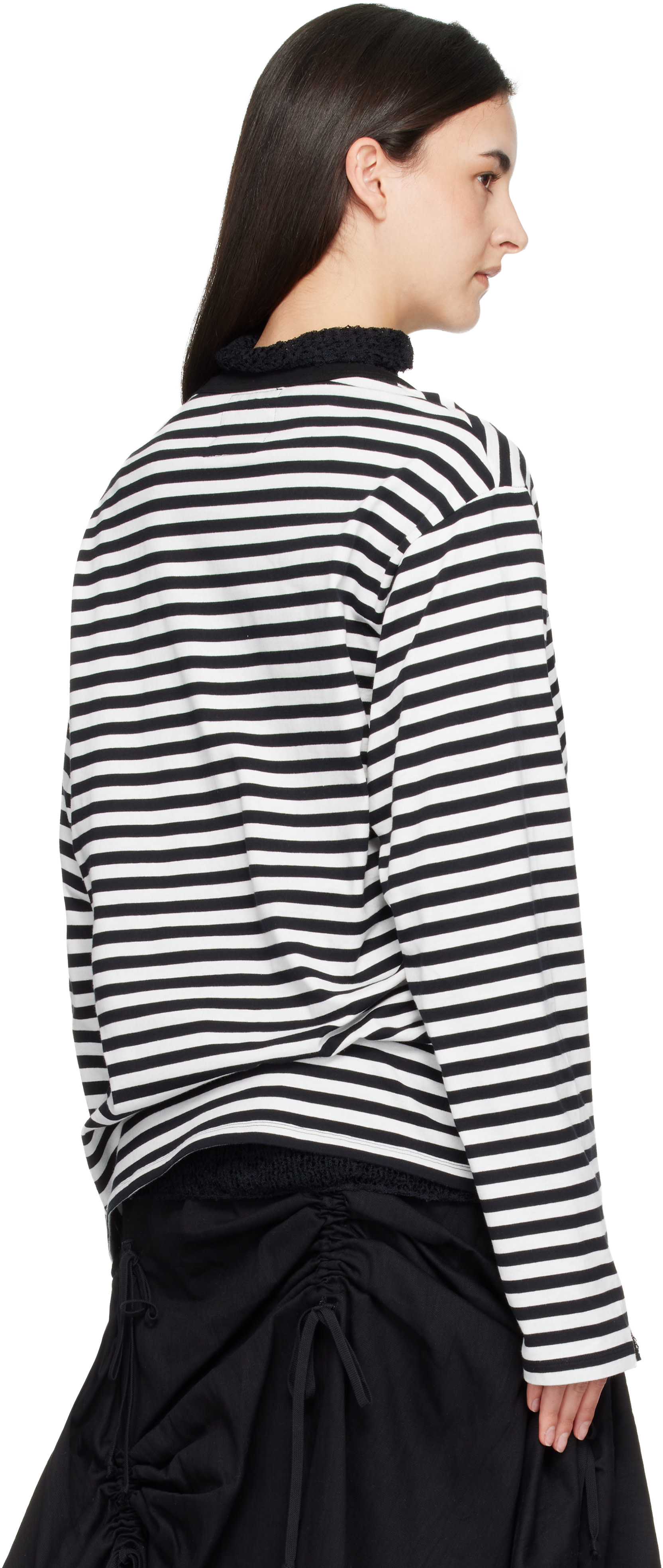 YOHJI YAMAMOTO: Black & White Paneled Long Sleeve T-shirt | SSENSE