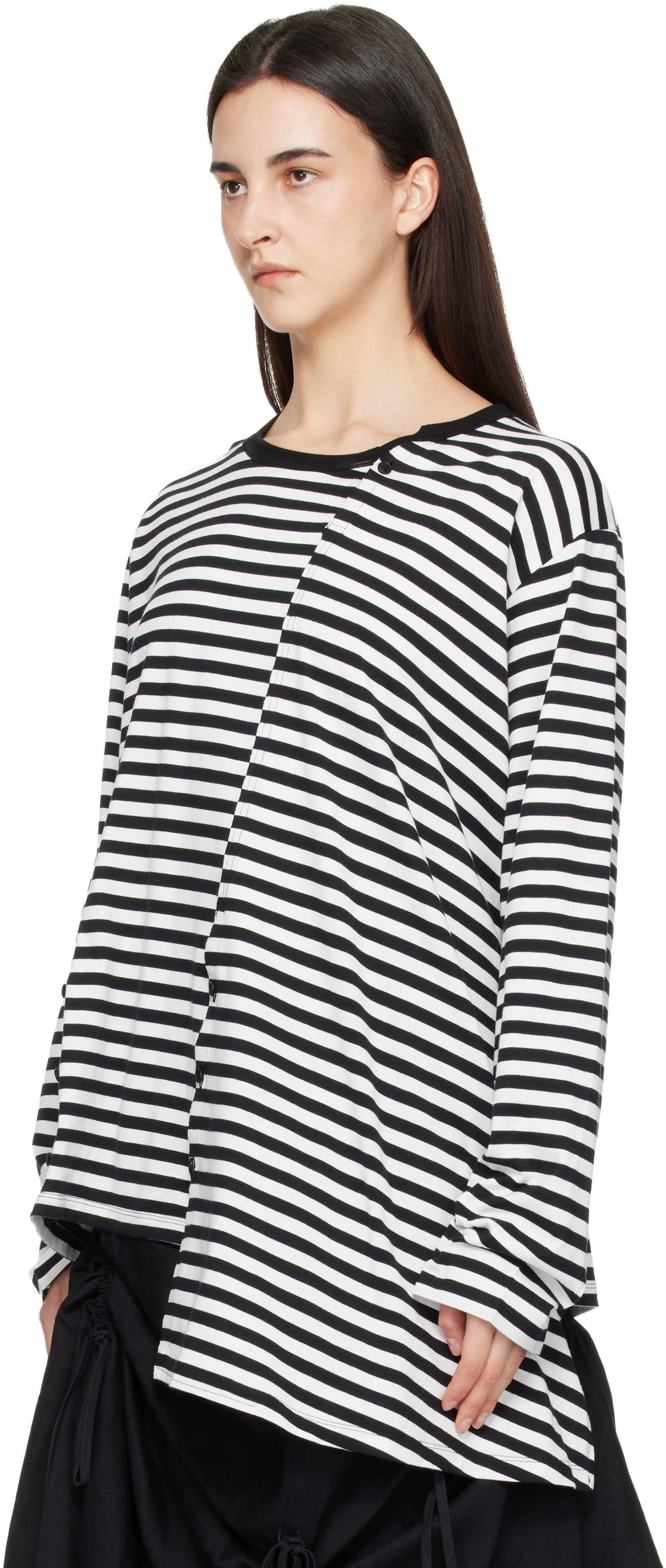 Yohji Yamamoto Femme 天竺 Tシャツ カットソー YOHJI YAMAMOTO: Black & White Paneled Long Sleeve T-shirt | SSENSE