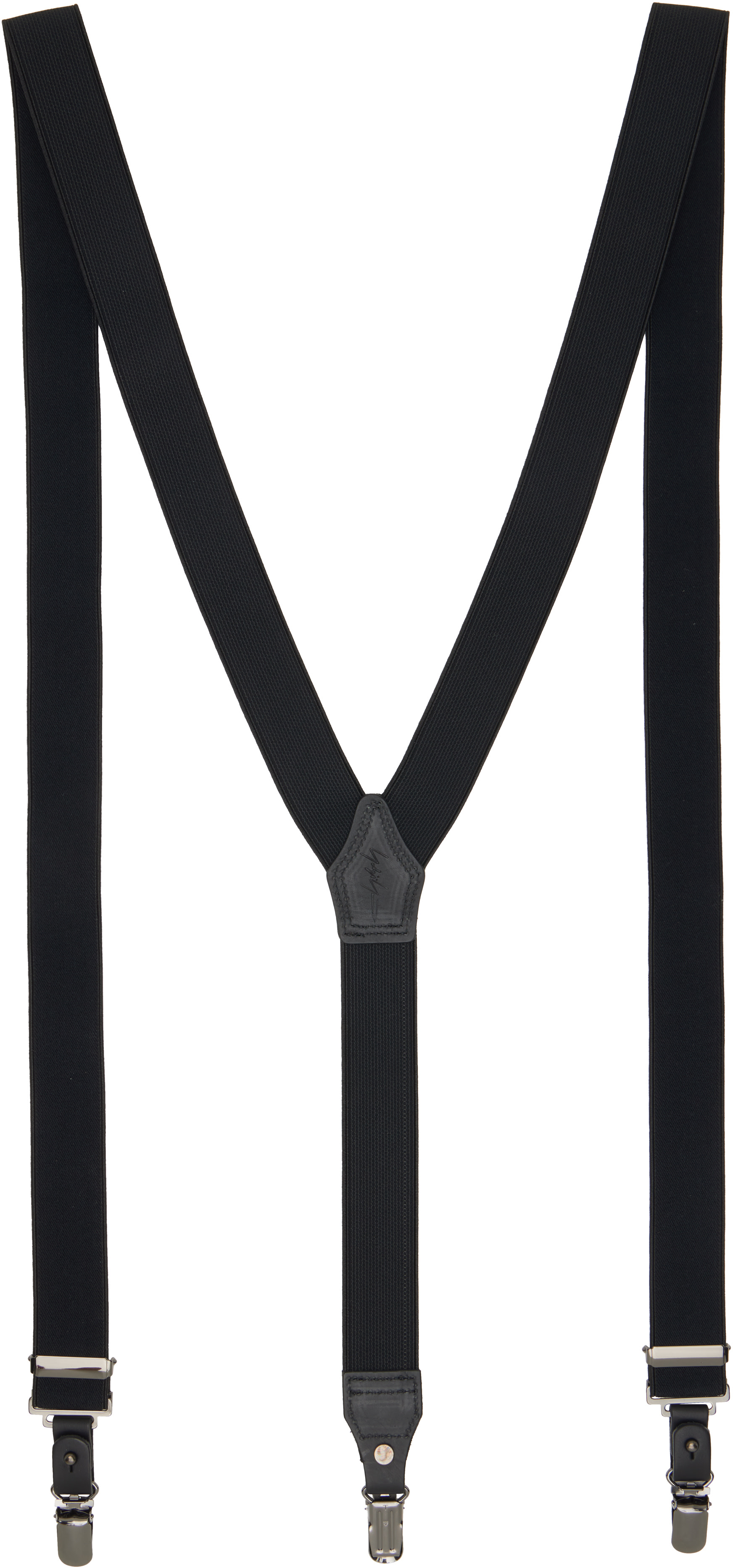 Yohji Yamanoto 18aw サスペンダー YOHJI YAMAMOTO: ブラック Woolly Spin Tape 30mm 2way サスペンダー