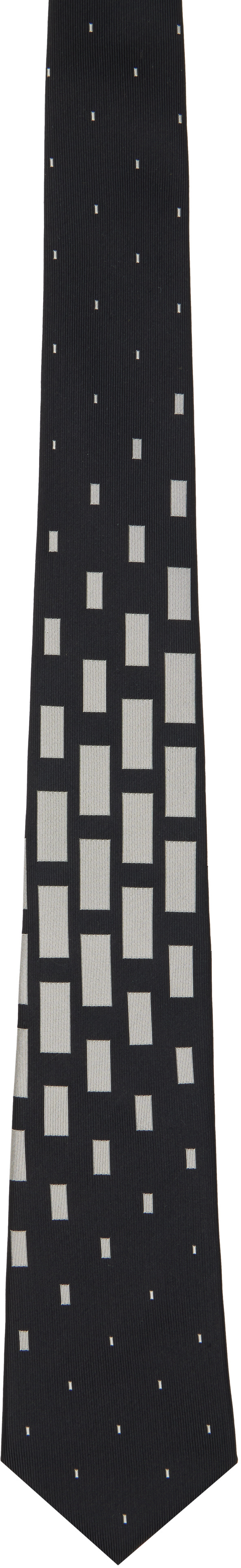 YOHJI YAMAMOTO: ブラック Square Pattern JQ Derby ネクタイ | SSENSE